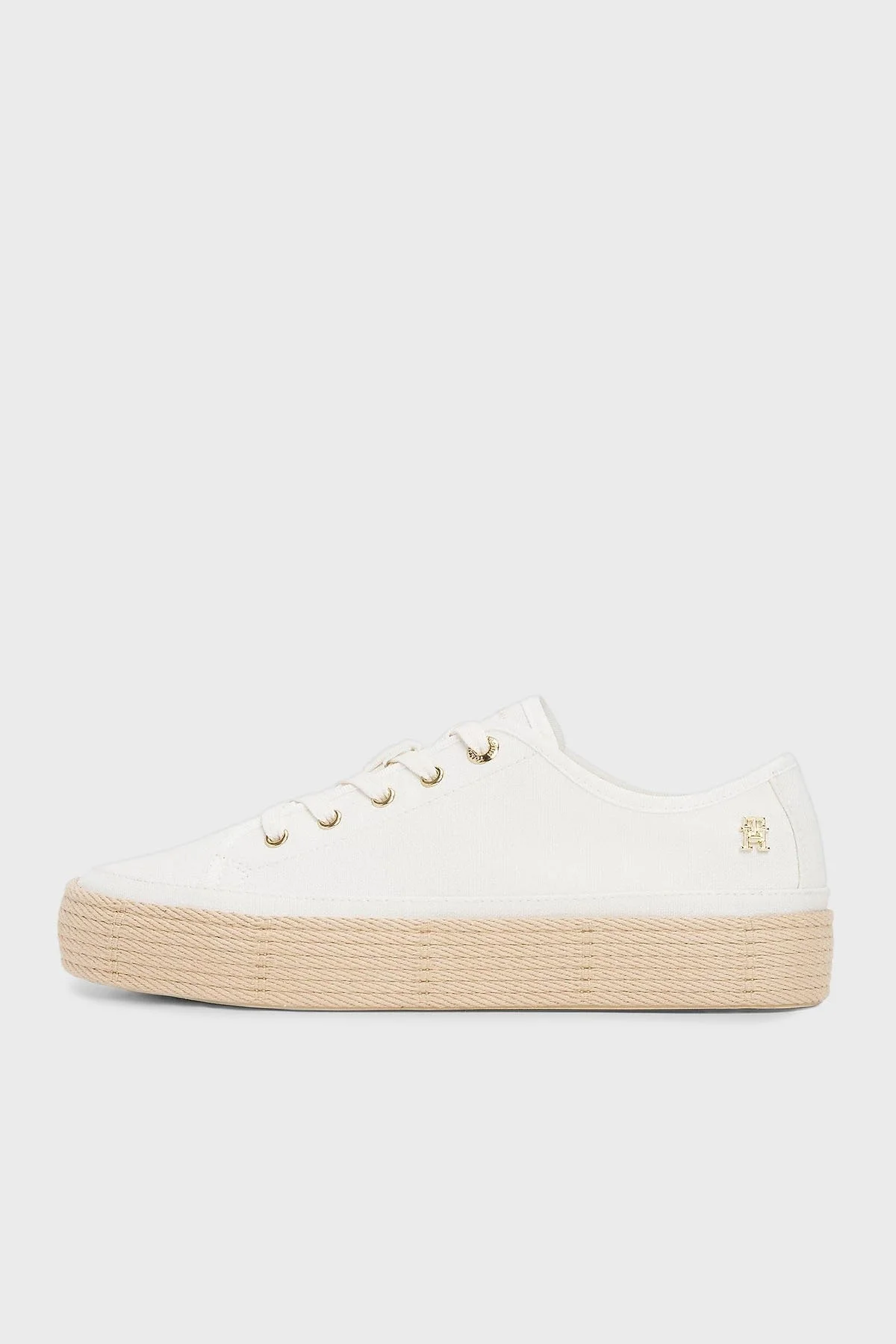 Tommy Hilfiger Pamuklu Hasır Detaylı Sneaker Bayan Ayakkabı FW0FW08404 YBH BEYAZ - 4