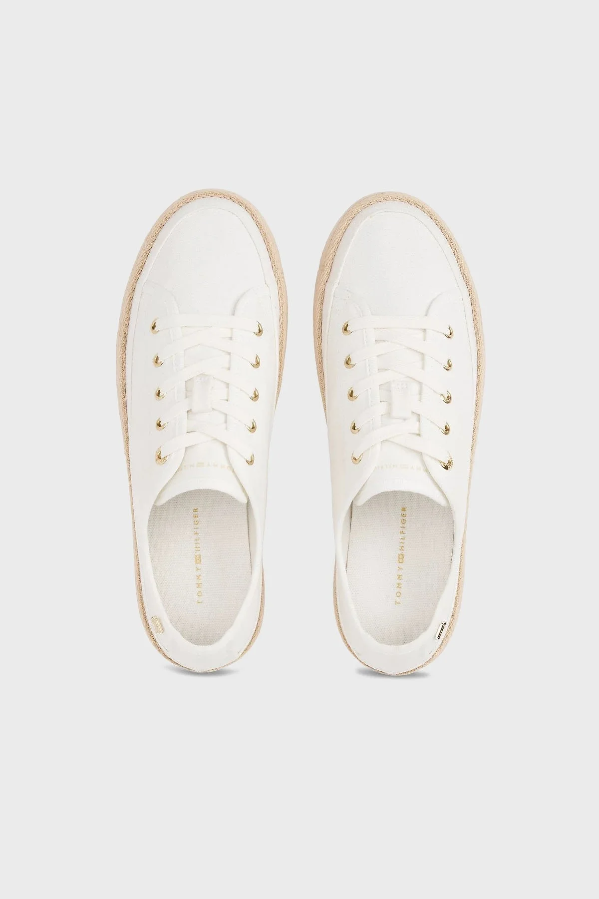 Tommy Hilfiger Pamuklu Hasır Detaylı Sneaker Bayan Ayakkabı FW0FW08404 YBH BEYAZ - 5