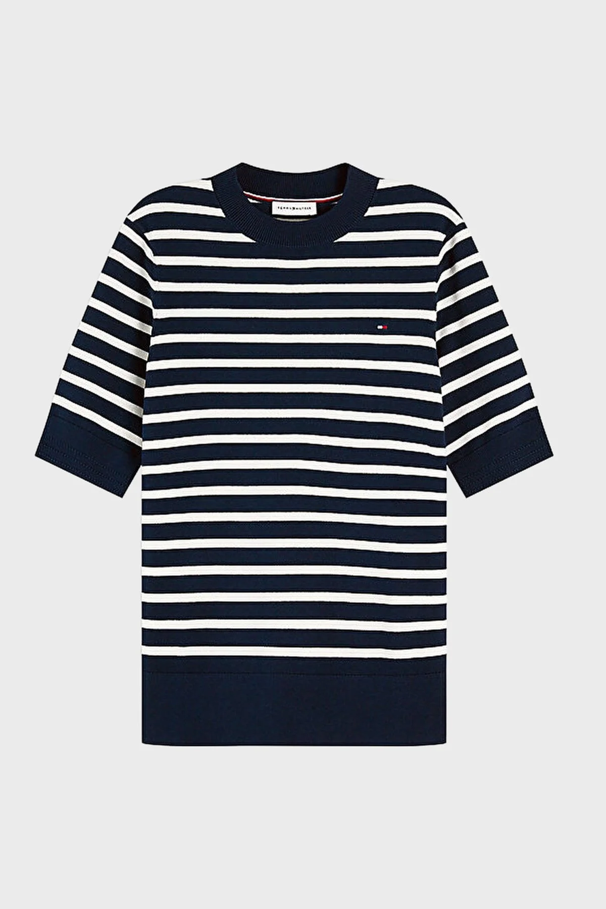 Tommy Hilfiger Pamuklu Kısa Kollu Kadın Kazak WW0WW49705 0A5 Mavi-beyaz - 4