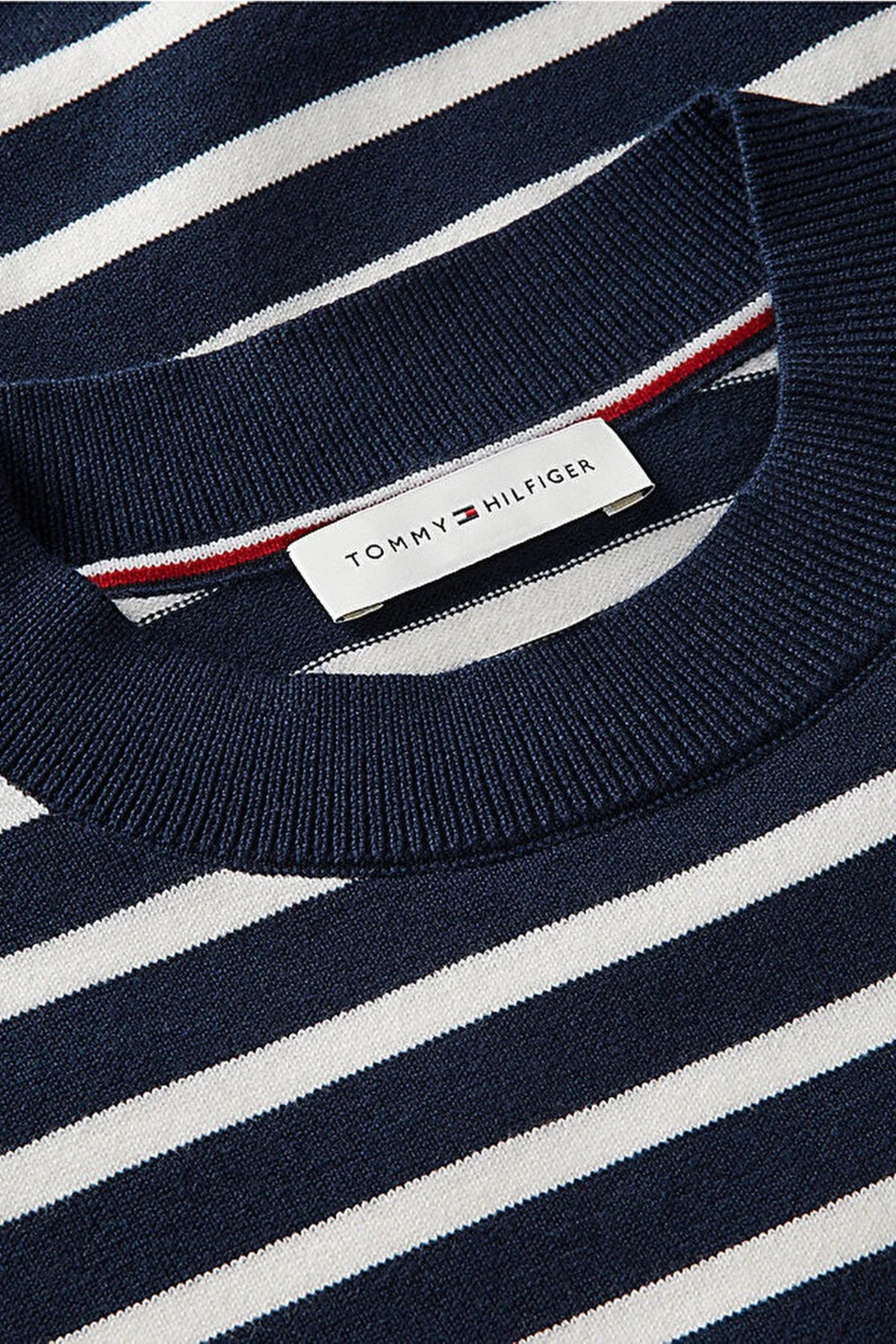 Tommy Hilfiger Pamuklu Kısa Kollu Kadın Kazak WW0WW49705 0A5 Mavi-beyaz - 5