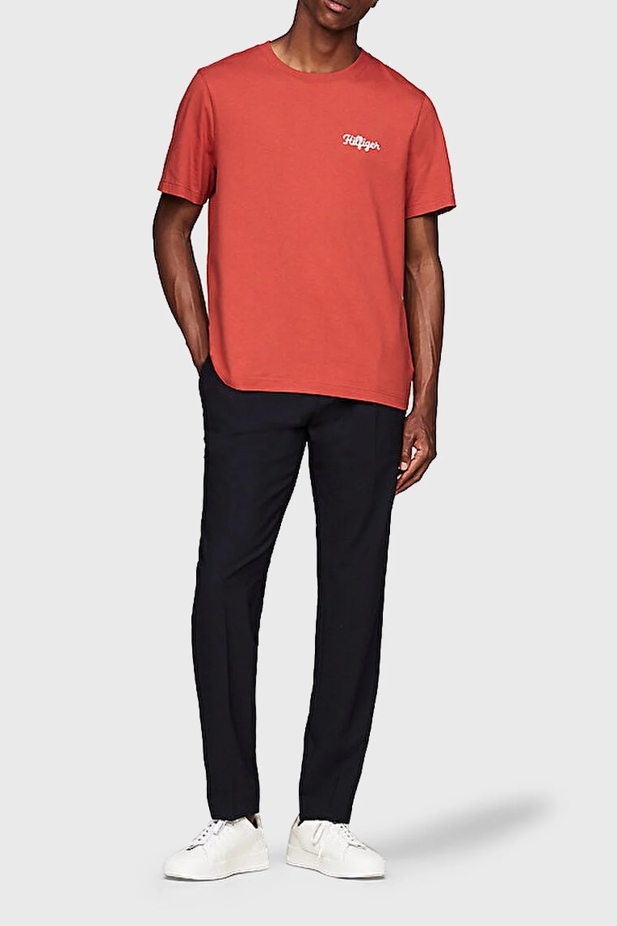 Tommy Hilfiger Pamuklu Logo Nakışlı Erkek T Shirt MW0MW35462 XM0 KİREMİT - 2