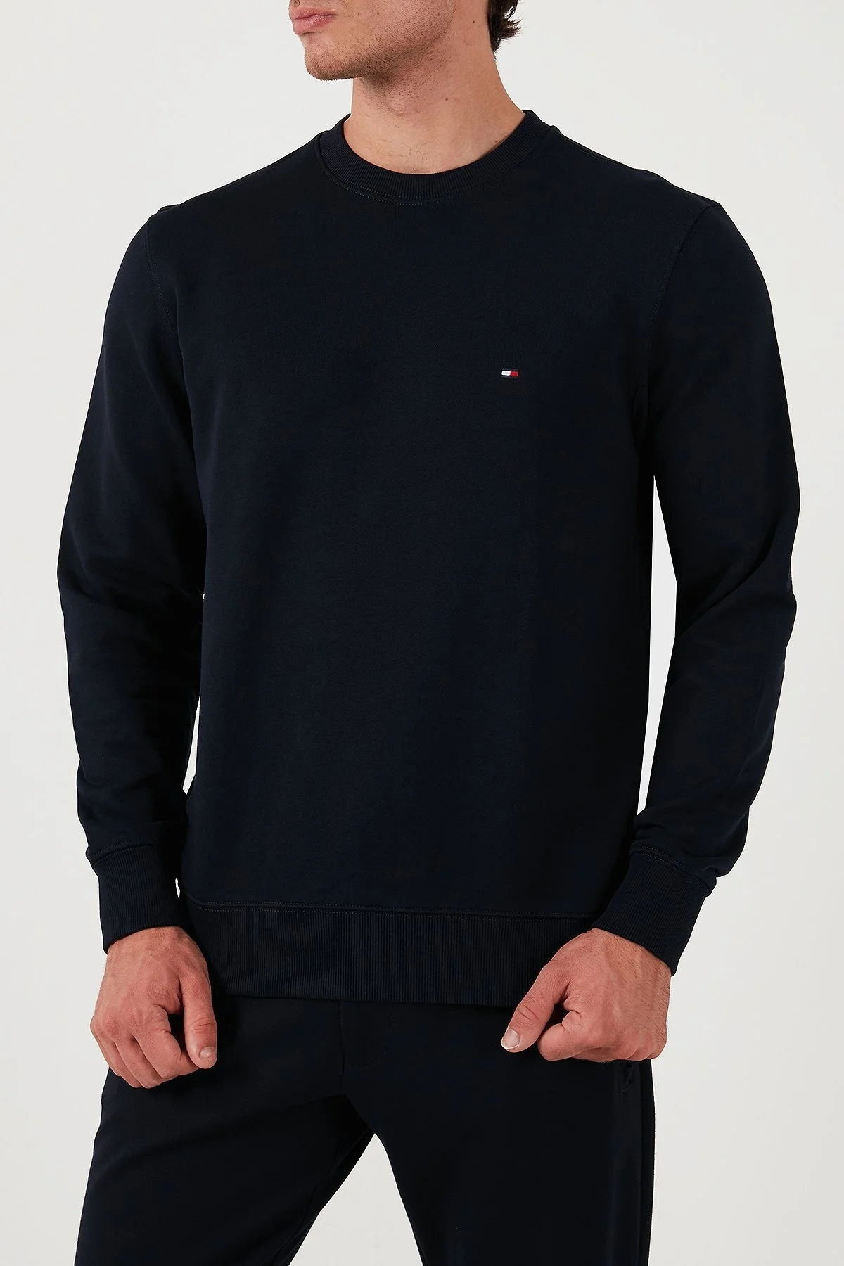 Tommy Hilfiger Pamuklu Logolu Regular Fit Bisiklet Yaka Erkek Sweat MW0MW37237 DW5 LACİVERT - 3