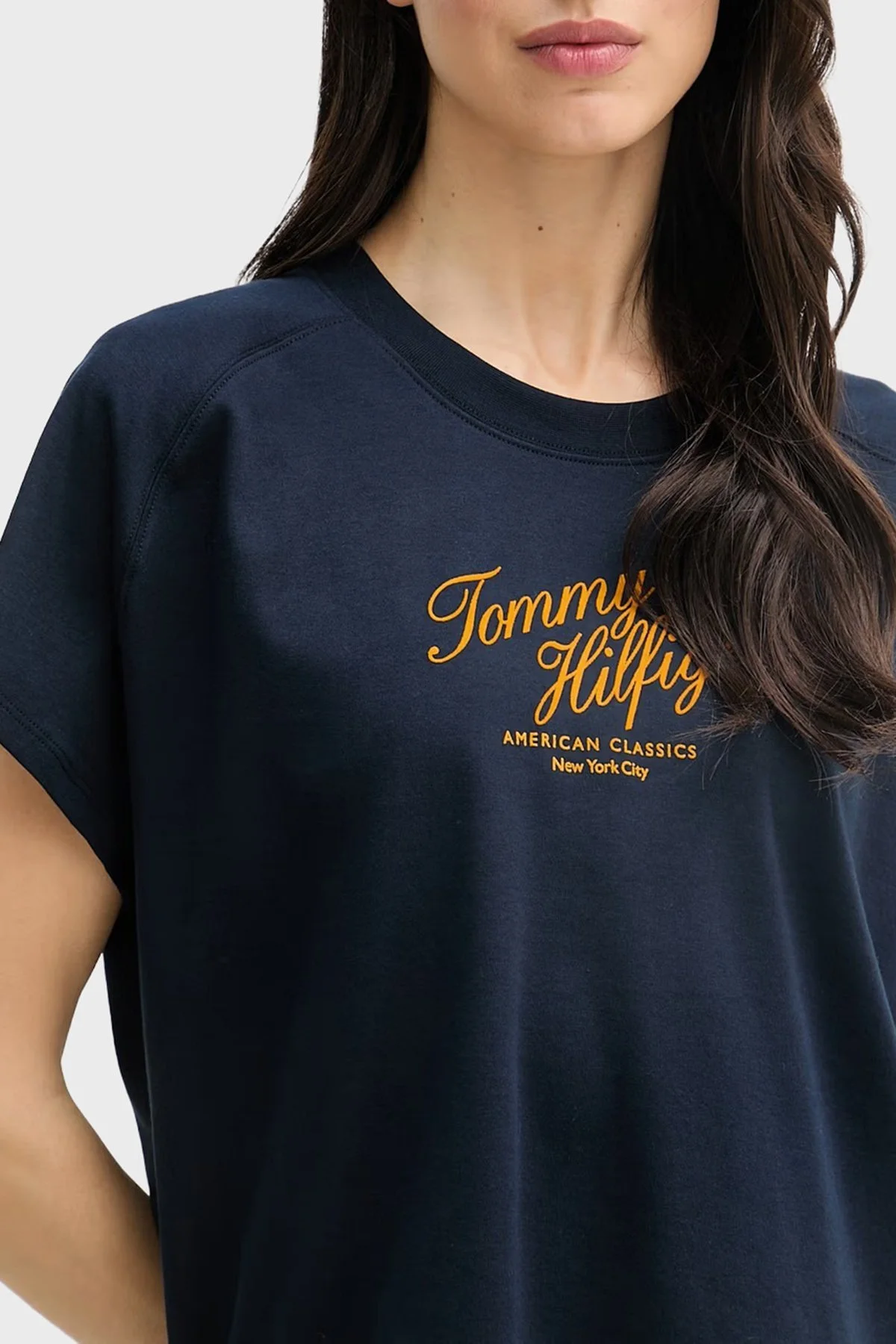 Tommy Hilfiger Pamuklu Logolu Regular Fit Bisiklet Yaka Kadın T Shirt WW0WW50787 C1G LACİVERT - 4