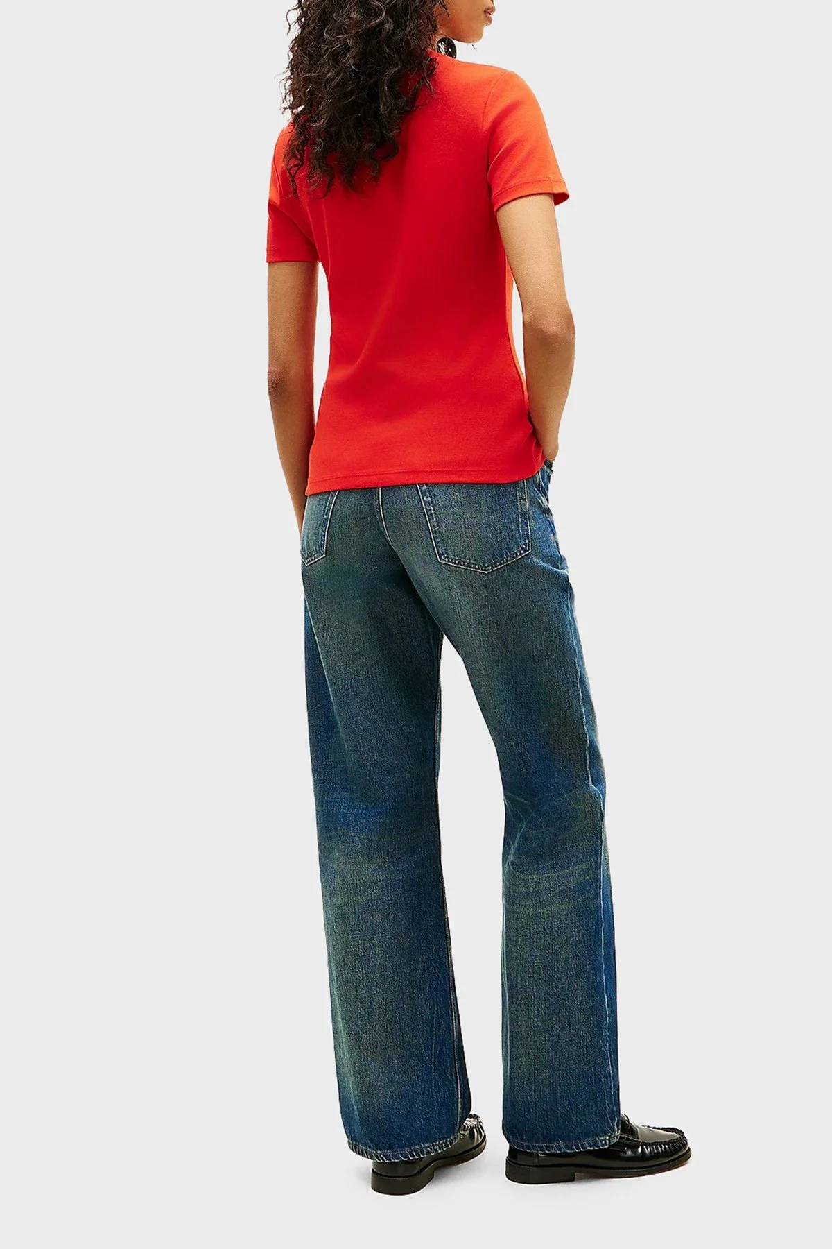 Tommy Hilfiger Pamuklu Logolu Slim Fit Bisiklet Yaka Kadın T Shirt WW0WW40587 SNE KIRMIZI - 3