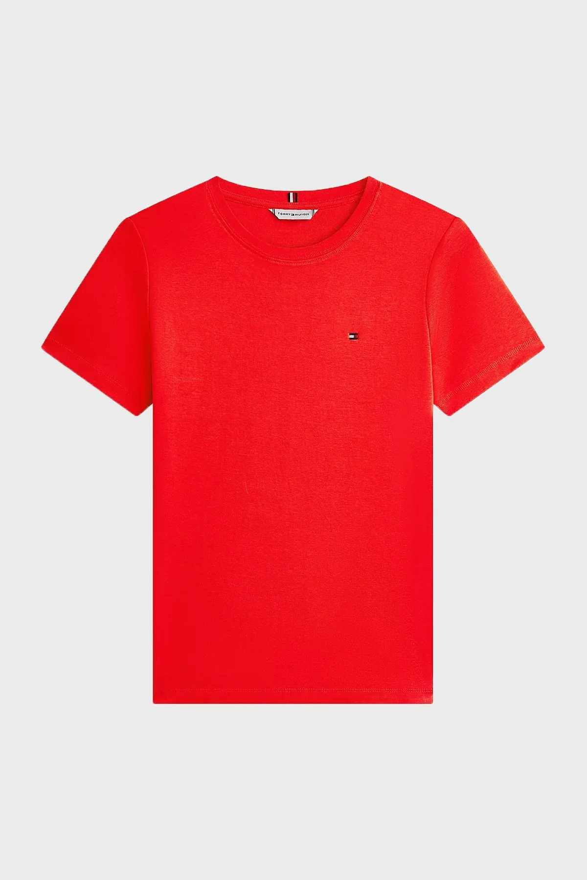 Tommy Hilfiger Pamuklu Logolu Slim Fit Bisiklet Yaka Kadın T Shirt WW0WW40587 SNE KIRMIZI - 5