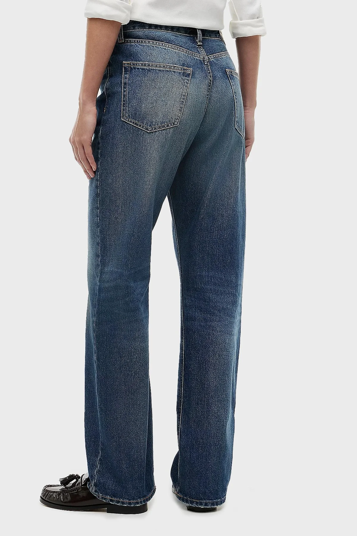 Tommy Hilfiger Pamuklu Loose Fit Düz Paça Jeans Kadın Kot Pantolon WW0WW50963 1A9 Mavi - 3