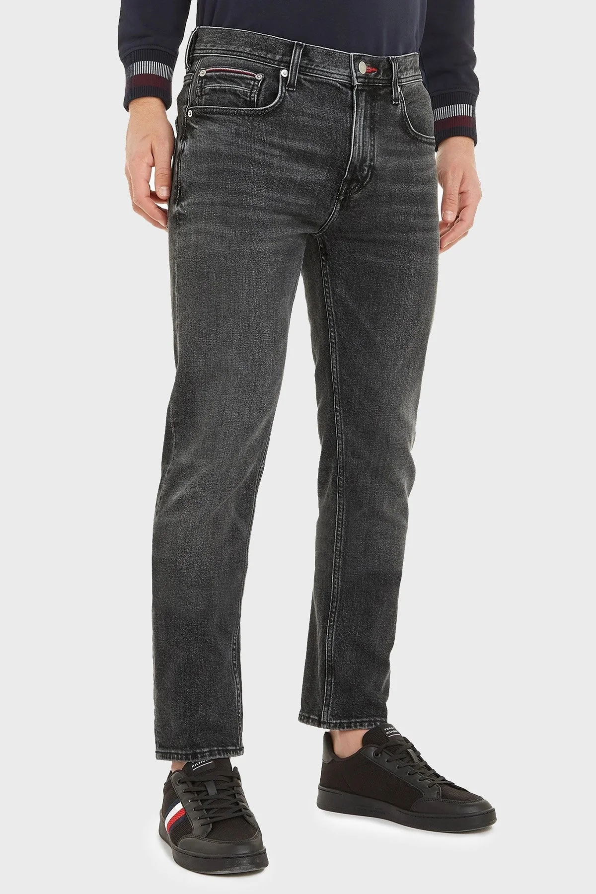 Tommy Hilfiger Pamuklu Normal Bel Straight Fit Jeans Erkek Kot Pantolon MW0MW33344 1B3 ANTRASİT - 1