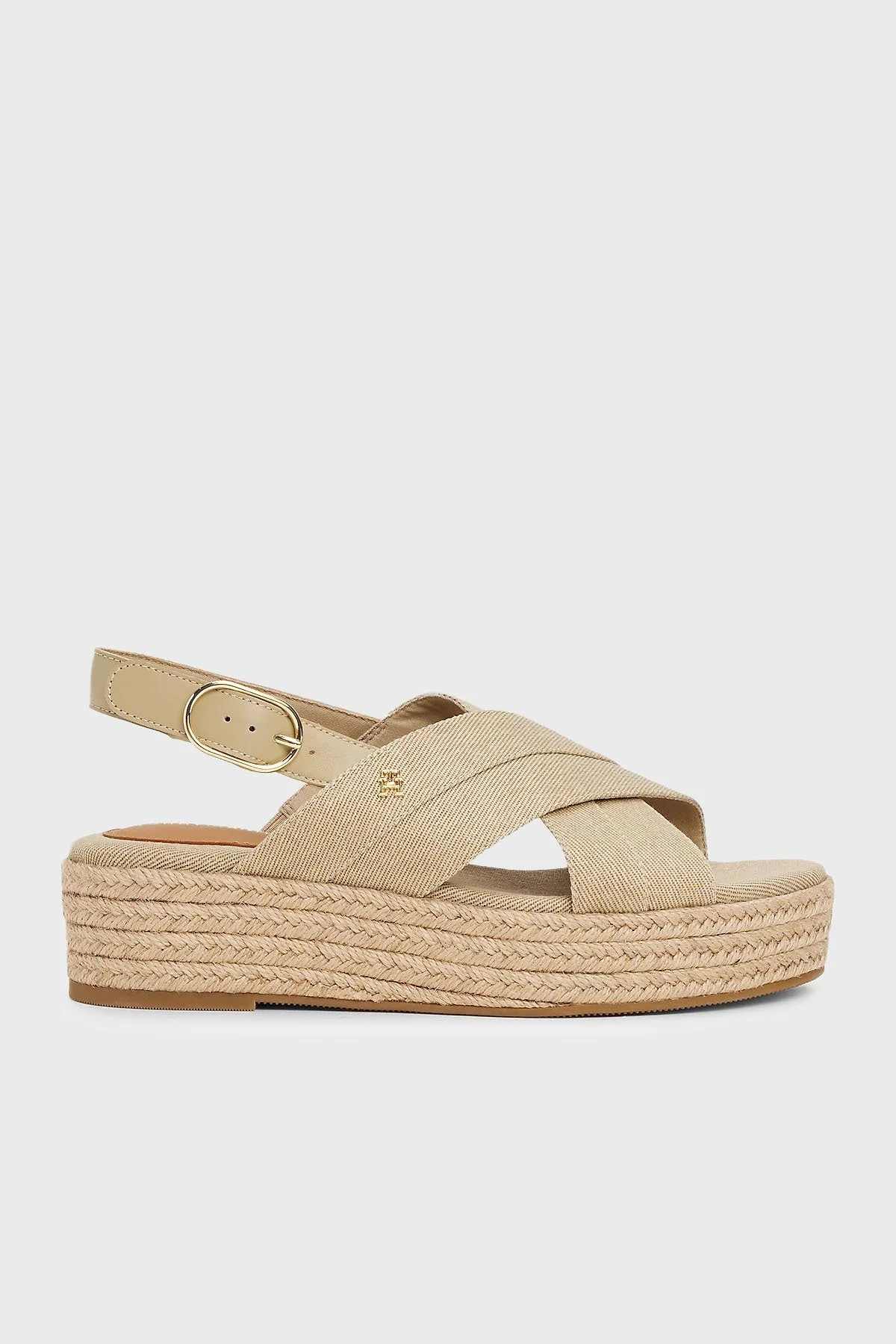 Tommy Hilfiger Pamuklu Platform Espadril Kadın Sandalet FW0FW08669 ACC BEJ - 1