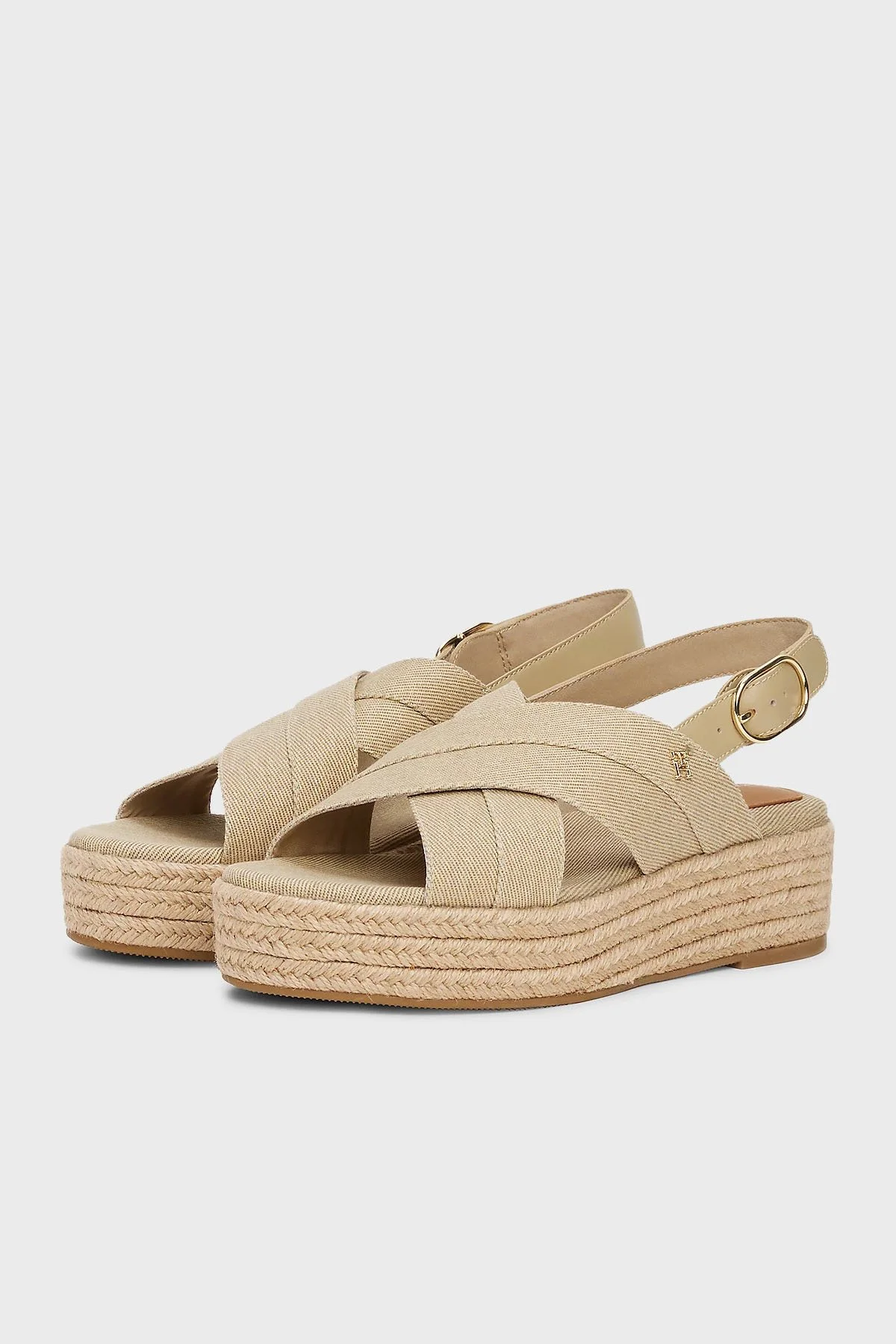 Tommy Hilfiger Pamuklu Platform Espadril Kadın Sandalet FW0FW08669 ACC BEJ - 4