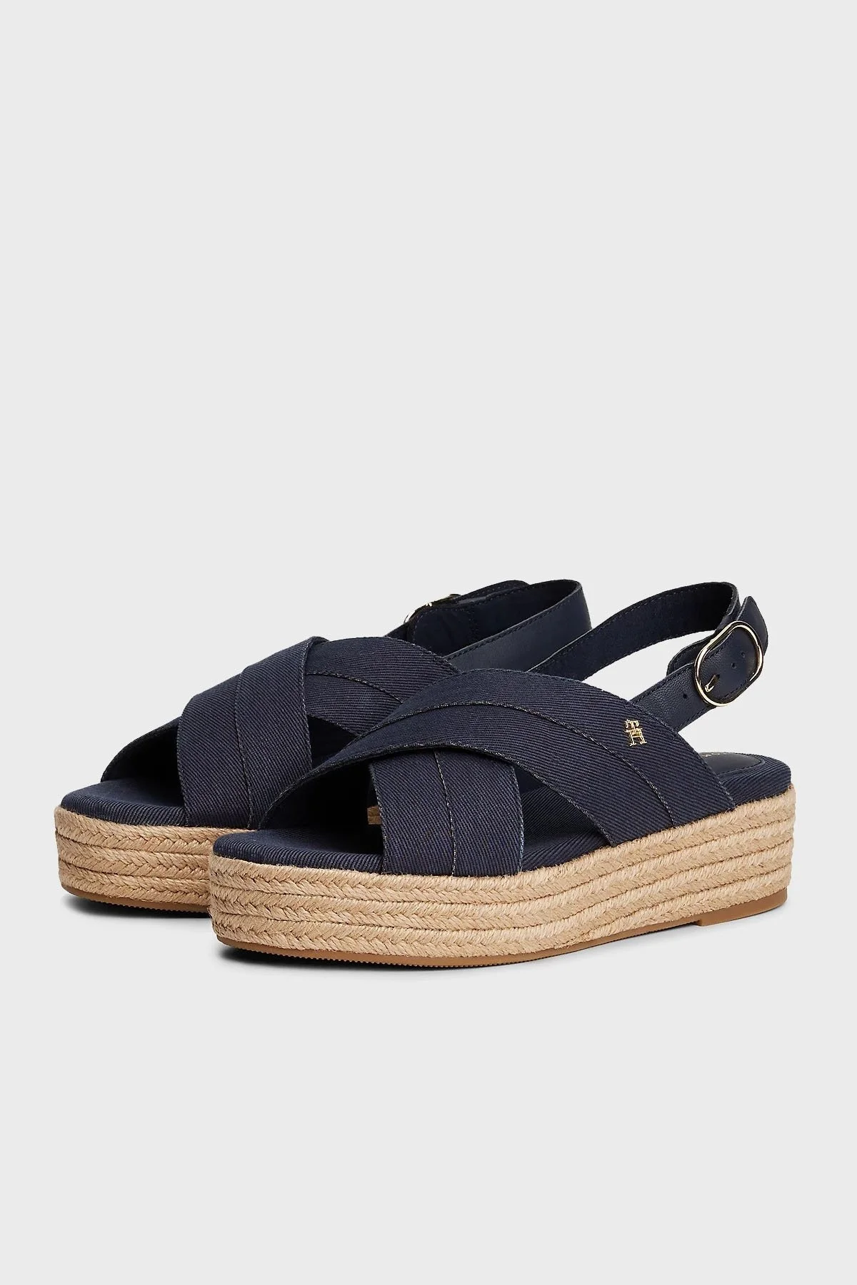 Tommy Hilfiger Pamuklu Platform Espadril Bayan Sandalet FW0FW08669 DW6 LACİVERT - 10