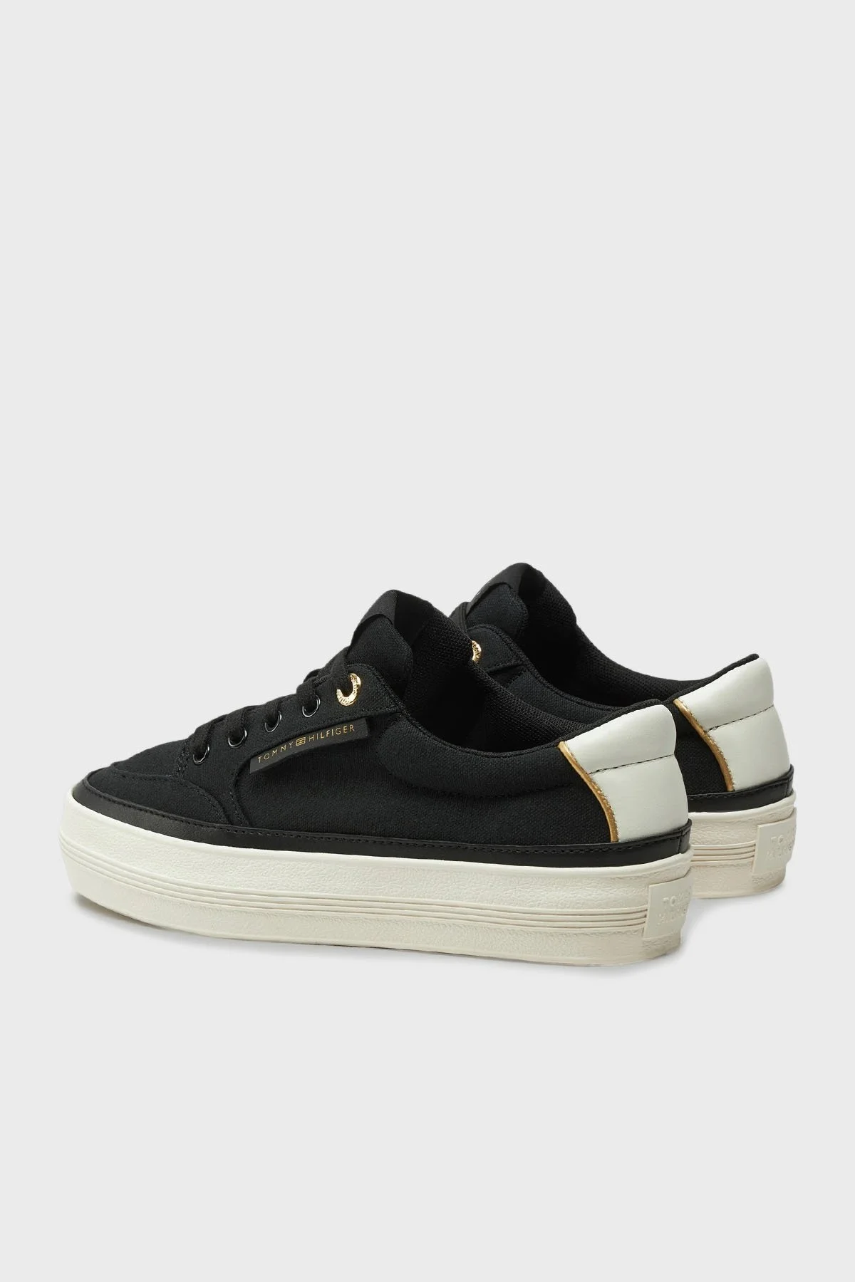 Tommy Hilfiger Pamuklu Platform Taban Sneaker Bayan Ayakkabı FW0FW08323 BDS SİYAH - 3