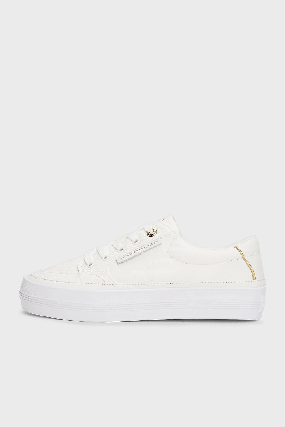 Tommy Hilfiger Pamuklu Platform Taban Sneaker Bayan Ayakkabı FW0FW08323 YBL BEYAZ - 3