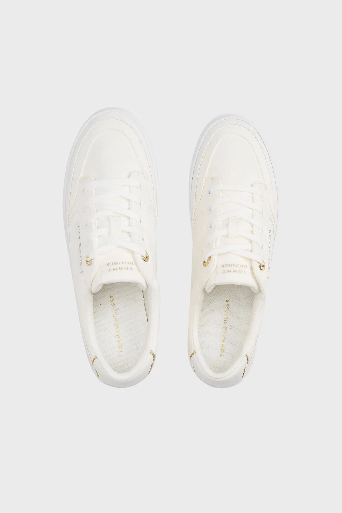 Tommy Hilfiger Pamuklu Platform Taban Sneaker Bayan Ayakkabı FW0FW08323 YBL BEYAZ - 5