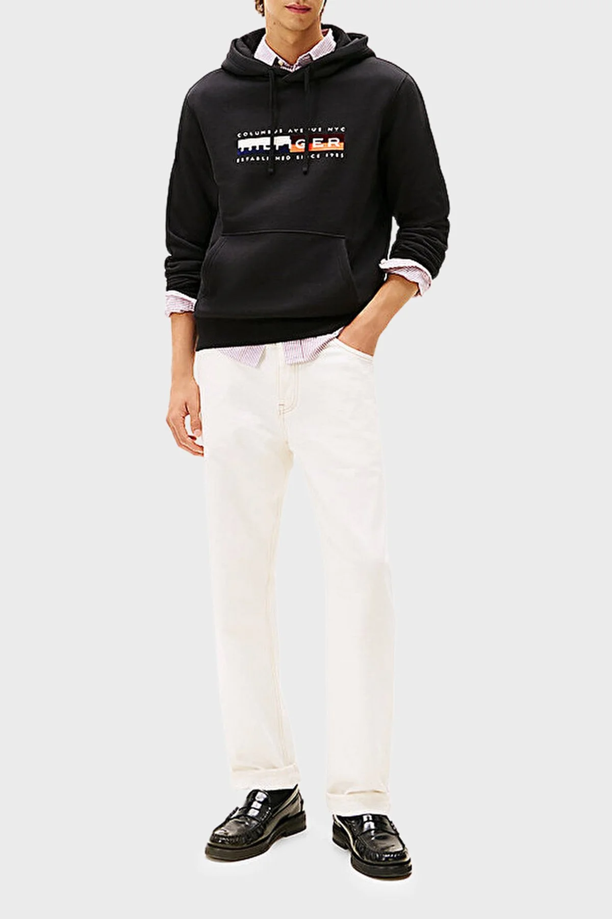 Tommy Hilfiger Pamuklu Regular Fit Baskılı Kapüşon Yaka Erkek Sweat MW0MW40041 BDS SİYAH - 3