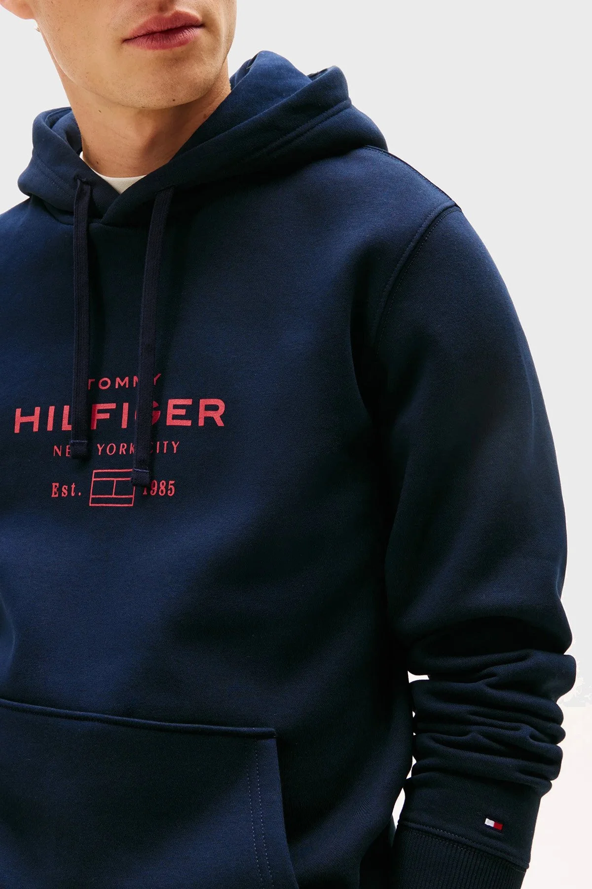 Tommy Hilfiger Pamuklu Regular Fit Baskılı Kapüşonlu Erkek Sweat MW0MW40864 DW5 LACİVERT - 2