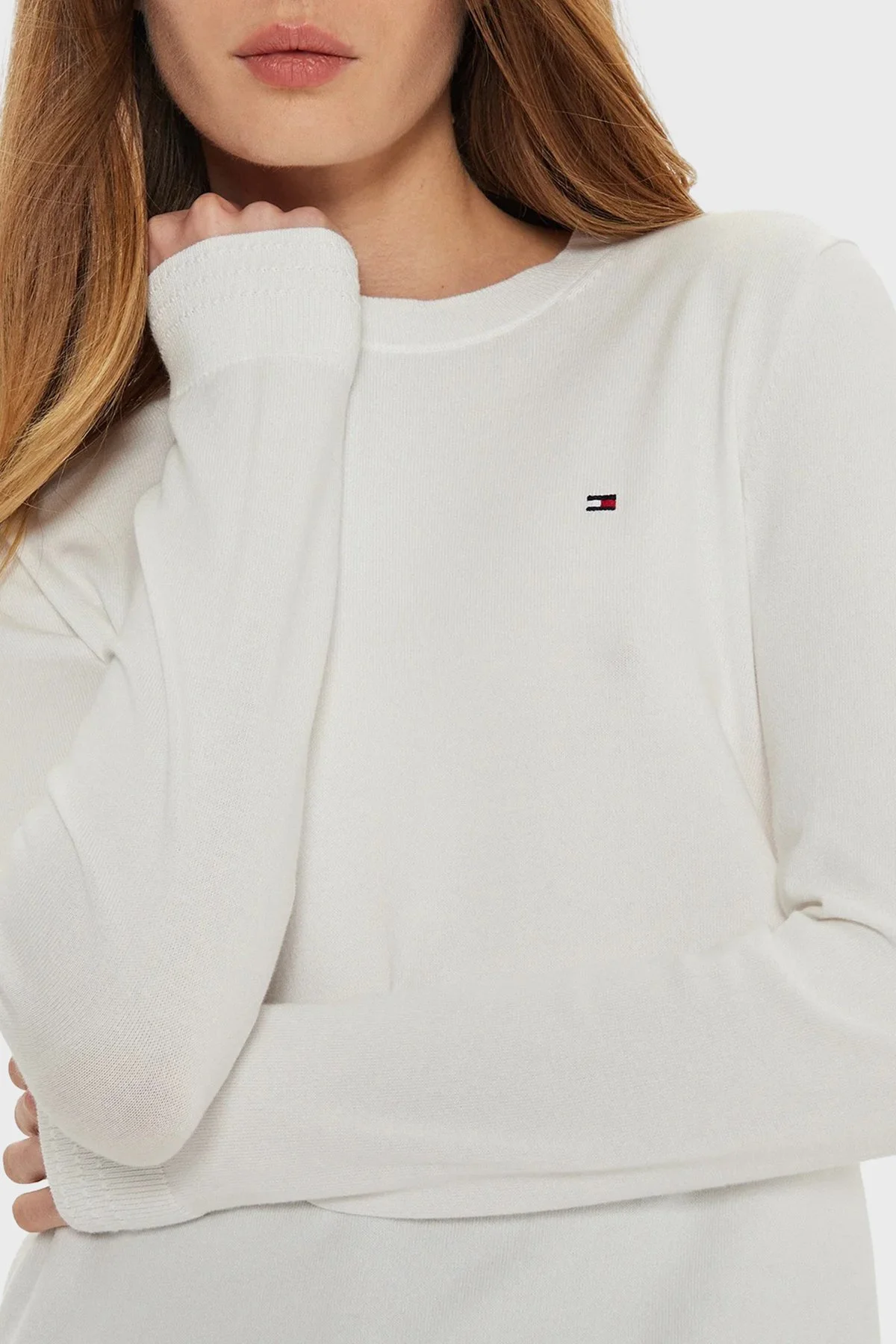 Tommy Hilfiger Pamuklu Regular Fit Bisiklet Yaka Bayan Kazak WW0WW44984 Z00 AÇIK BEJ - 4