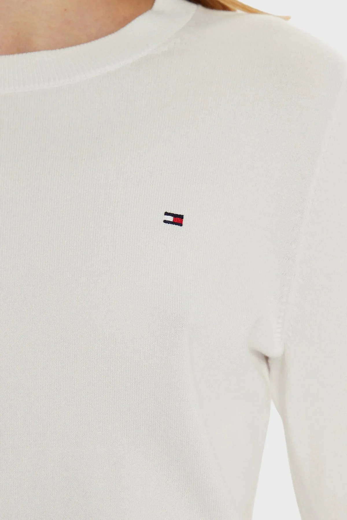 Tommy Hilfiger Pamuklu Regular Fit Bisiklet Yaka Bayan Kazak WW0WW44984 Z00 AÇIK BEJ - 5