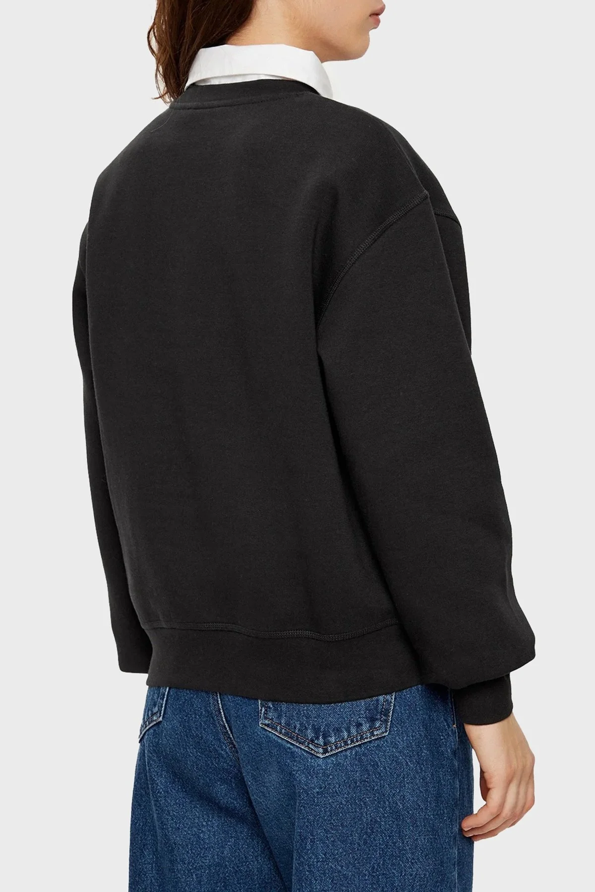 Tommy Hilfiger Pamuklu Regular Fit Bisiklet Yaka Bayan Sweat WW0WW41246 BDS SİYAH - 7