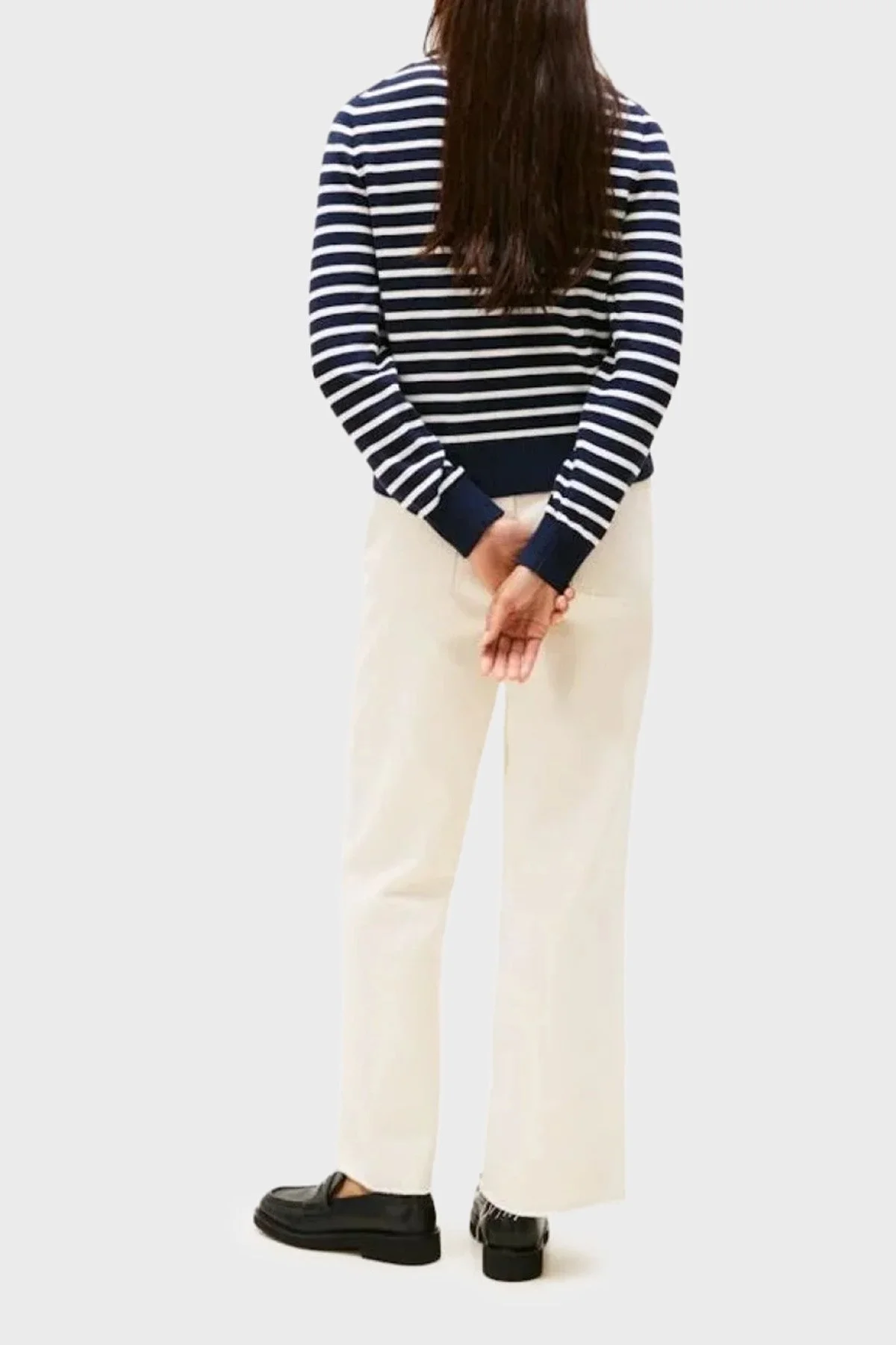 Tommy Hilfiger Pamuklu Regular Fit Bisiklet Yaka Çizgili Bayan Kazak WW0WW47304 0BI LACİVERT - 4