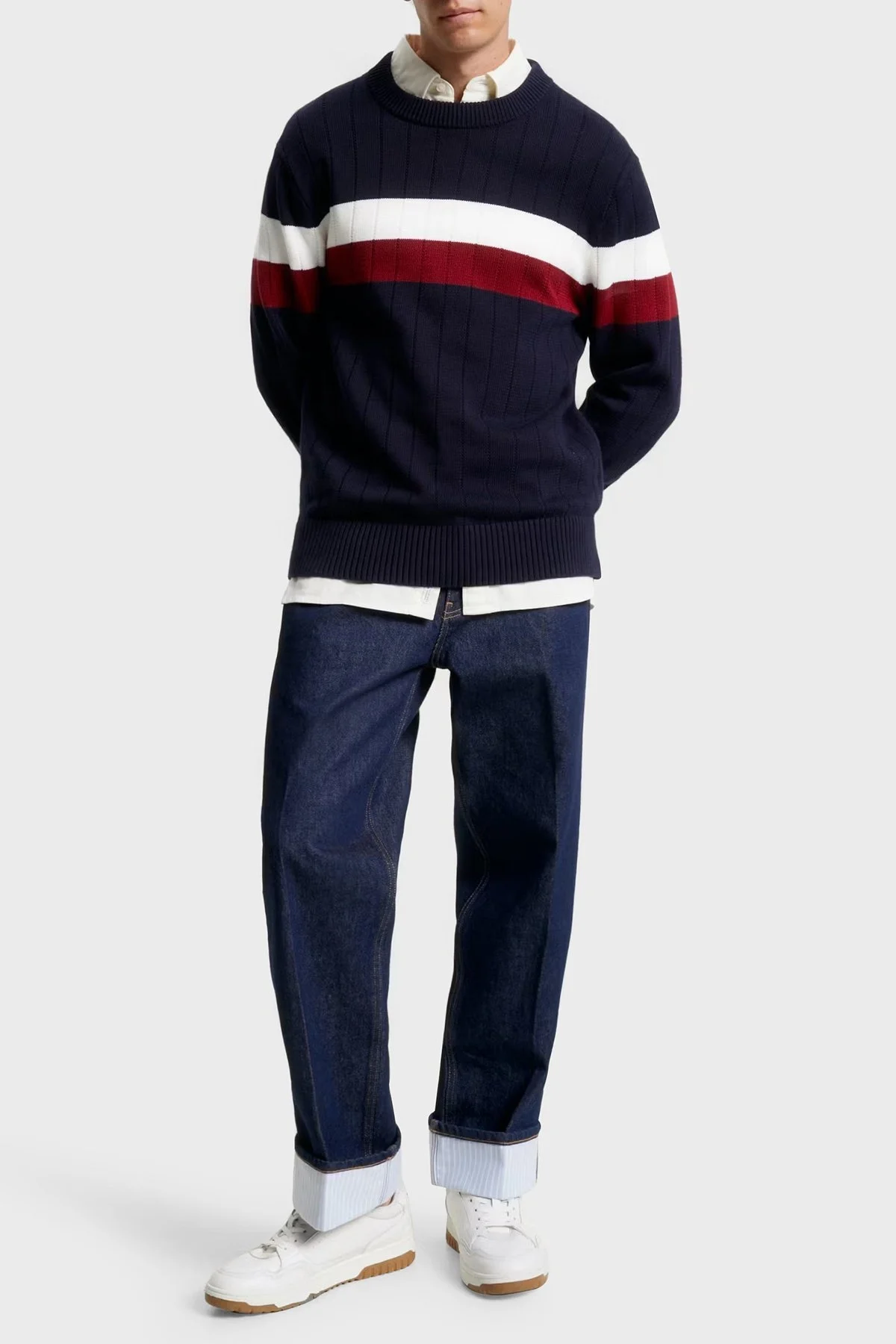 Tommy Hilfiger Pamuklu Regular Fit Bisiklet Yaka Erkek Kazak MW0MW33094 0K4 BEYAZ - 2