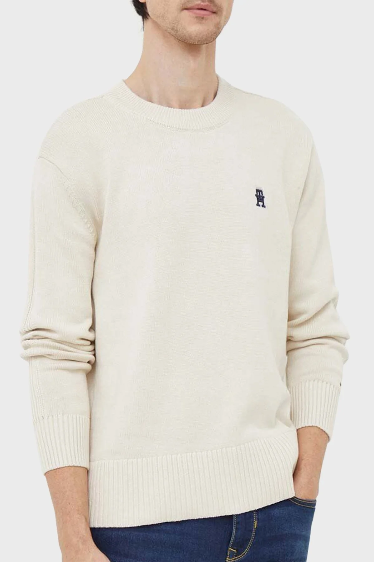 Tommy Hilfiger Pamuklu Regular Fit Bisiklet Yaka Erkek Kazak MW0MW33505 AEF BEJ - 5