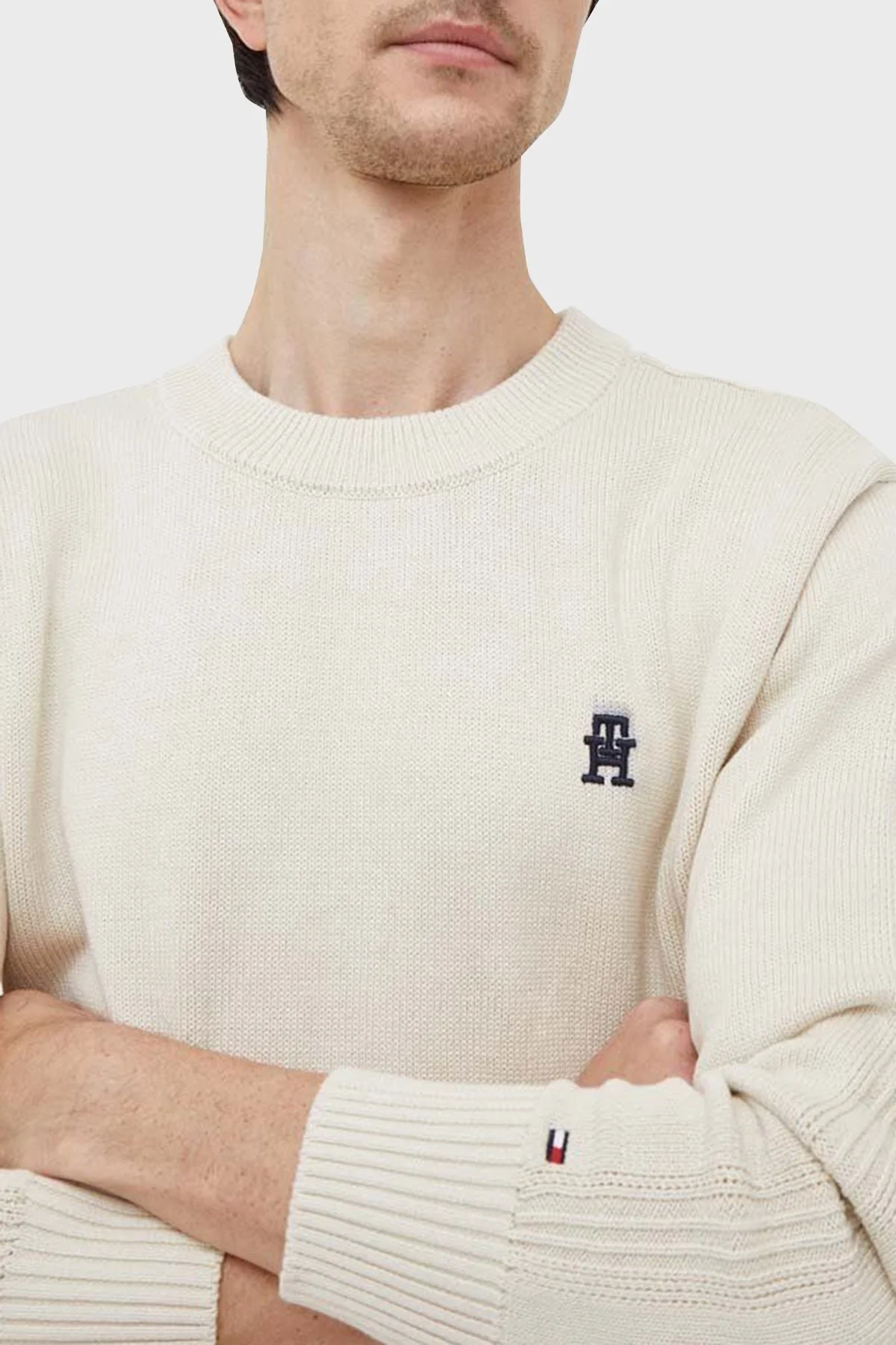 Tommy Hilfiger Pamuklu Regular Fit Bisiklet Yaka Erkek Kazak MW0MW33505 AEF BEJ - 6