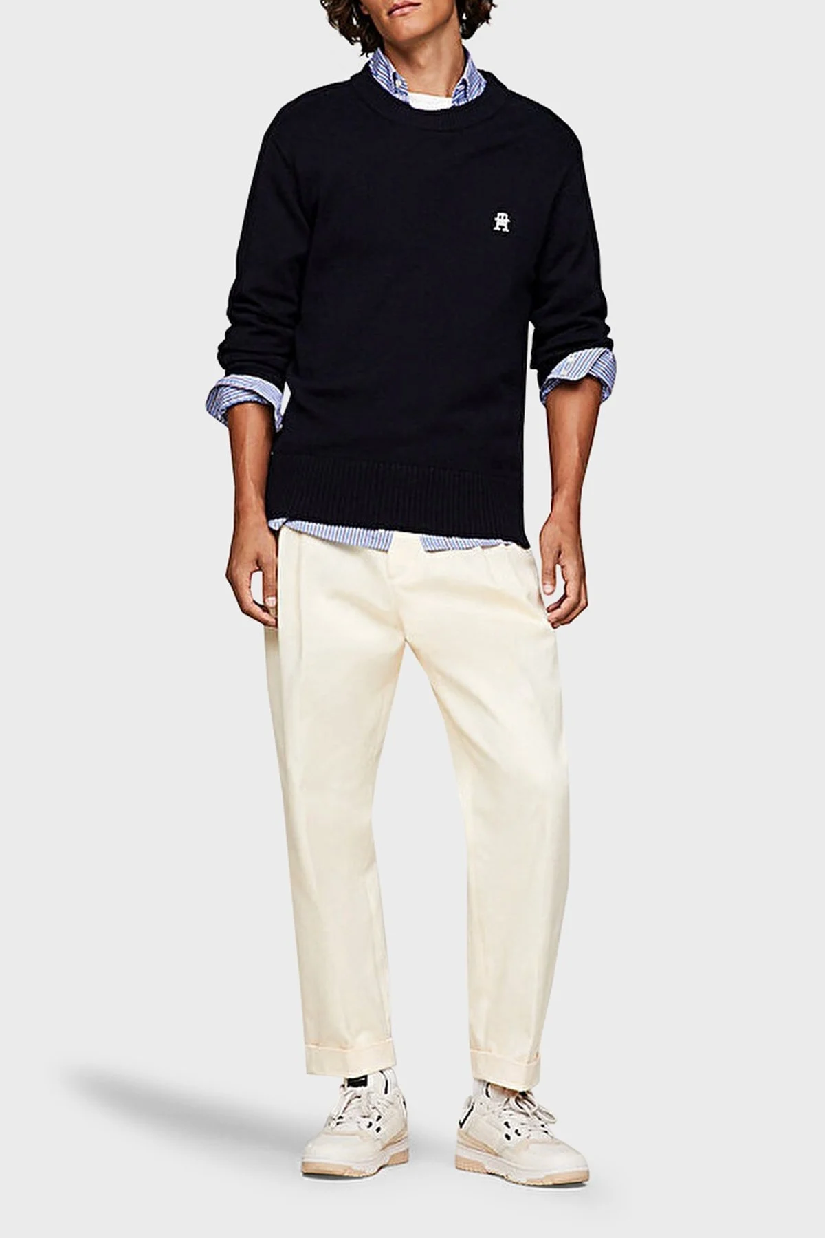 Tommy Hilfiger Pamuklu Regular Fit Bisiklet Yaka Erkek Kazak MW0MW33505 DW5 LACİVERT - 2