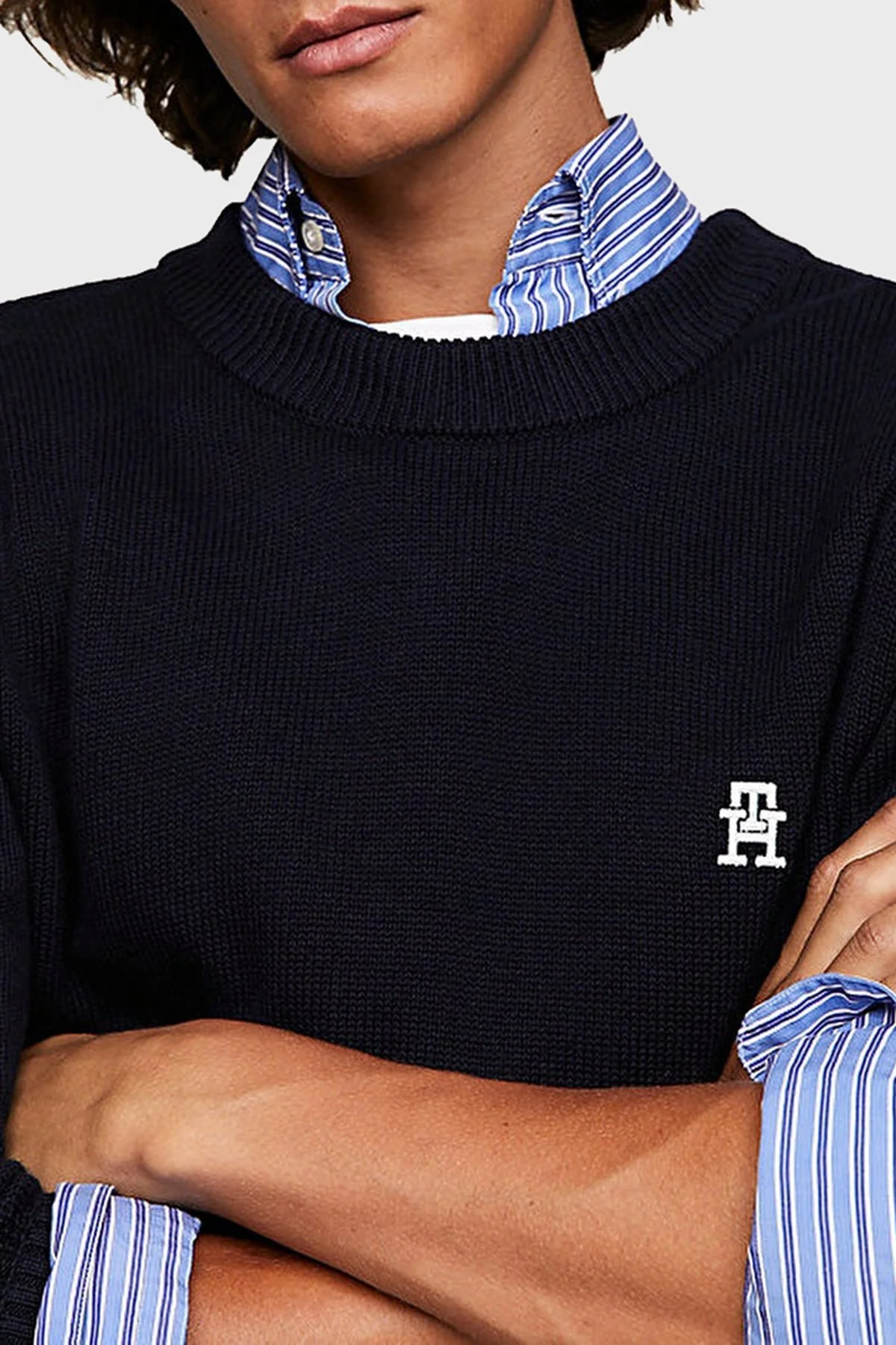 Tommy Hilfiger Pamuklu Regular Fit Bisiklet Yaka Erkek Kazak MW0MW33505 DW5 LACİVERT - 3