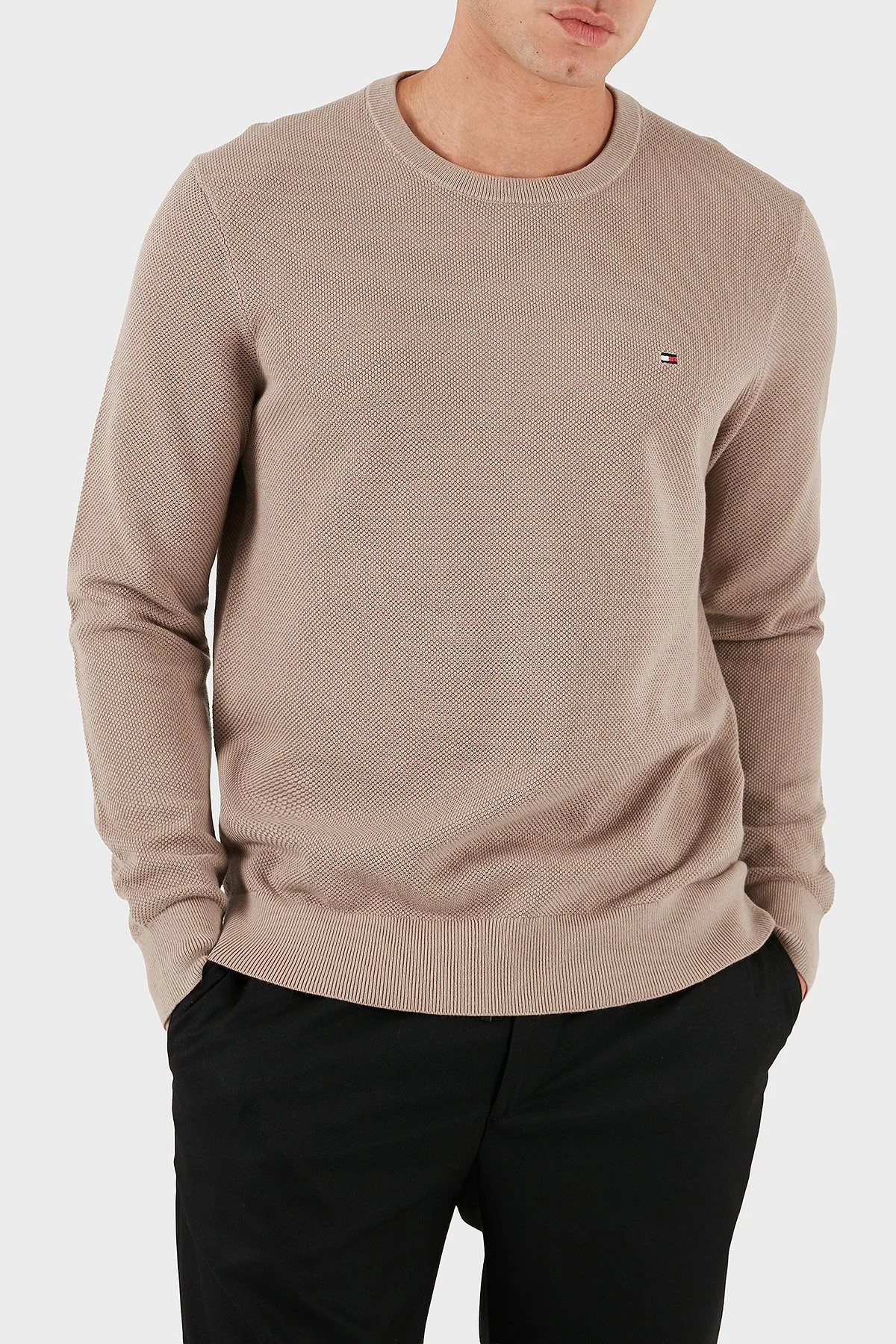 Tommy Hilfiger Pamuklu Regular Fit Bisiklet Yaka Erkek Kazak MW0MW36347 AFE BEJ - 3