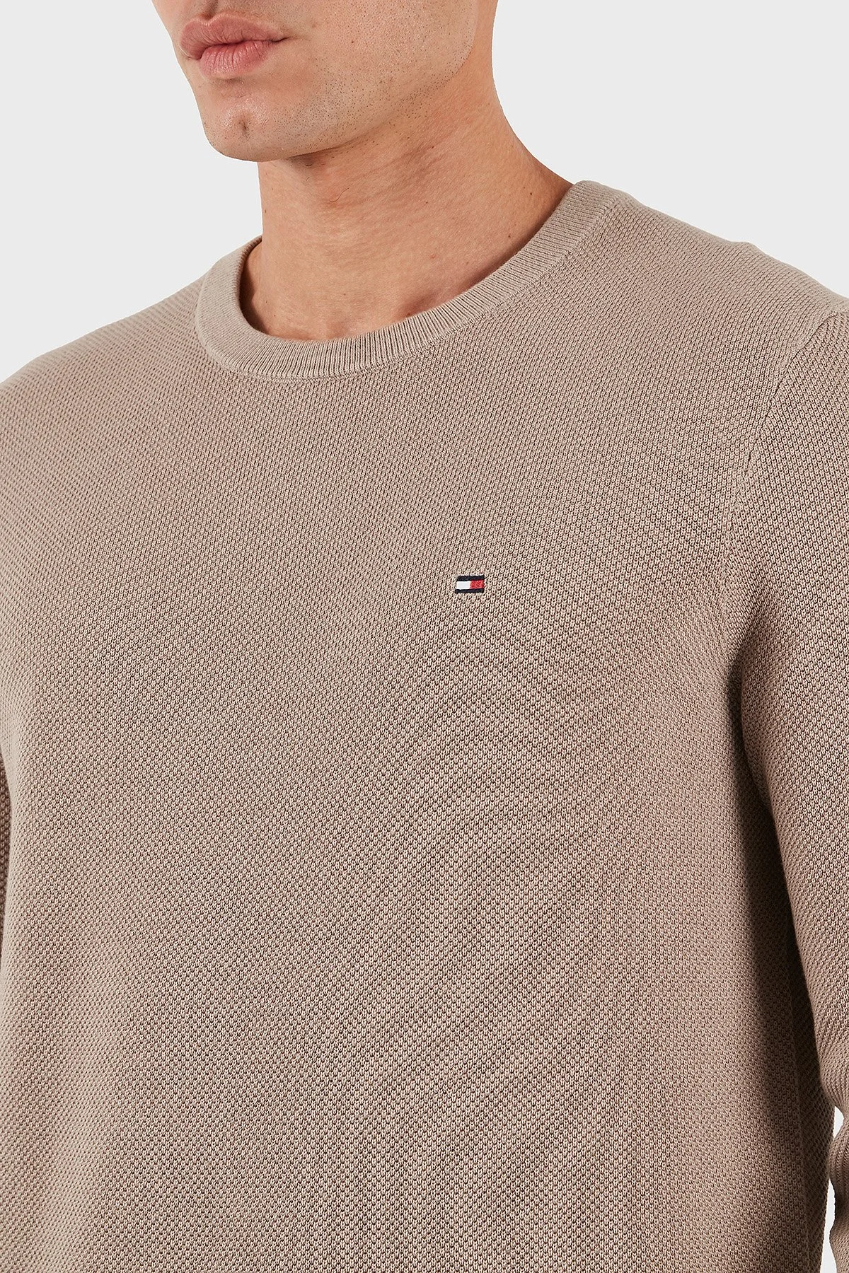 Tommy Hilfiger Pamuklu Regular Fit Bisiklet Yaka Erkek Kazak MW0MW36347 AFE BEJ - 4