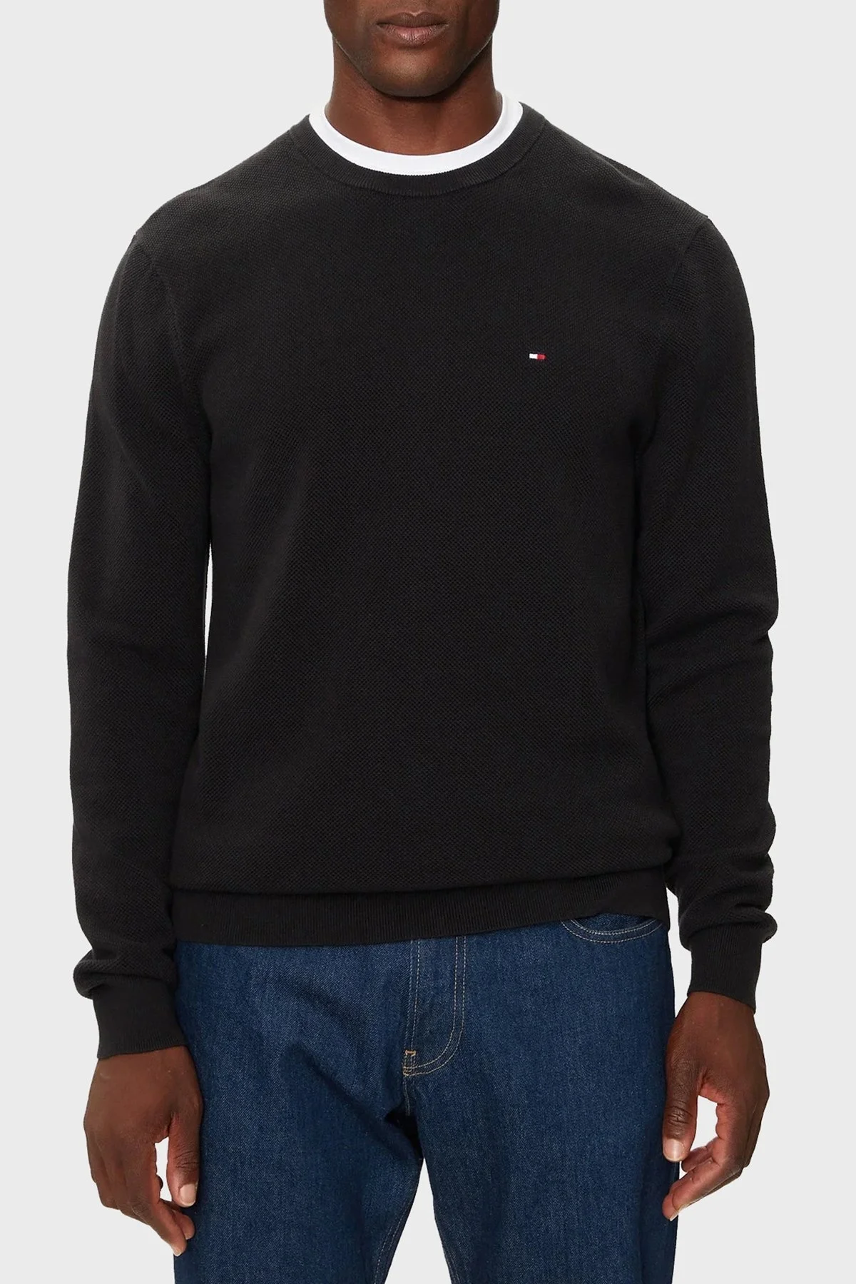 Tommy Hilfiger Pamuklu Regular Fit Bisiklet Yaka Erkek Kazak MW0MW36347 BDS SİYAH - 5