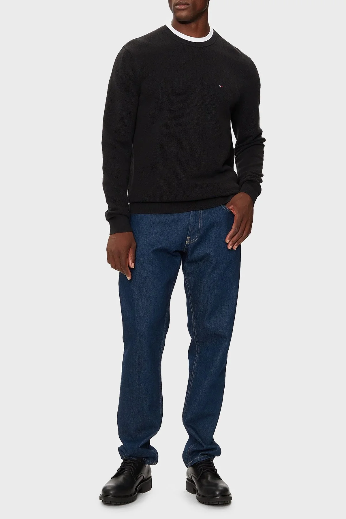 Tommy Hilfiger Pamuklu Regular Fit Bisiklet Yaka Erkek Kazak MW0MW36347 BDS SİYAH - 6