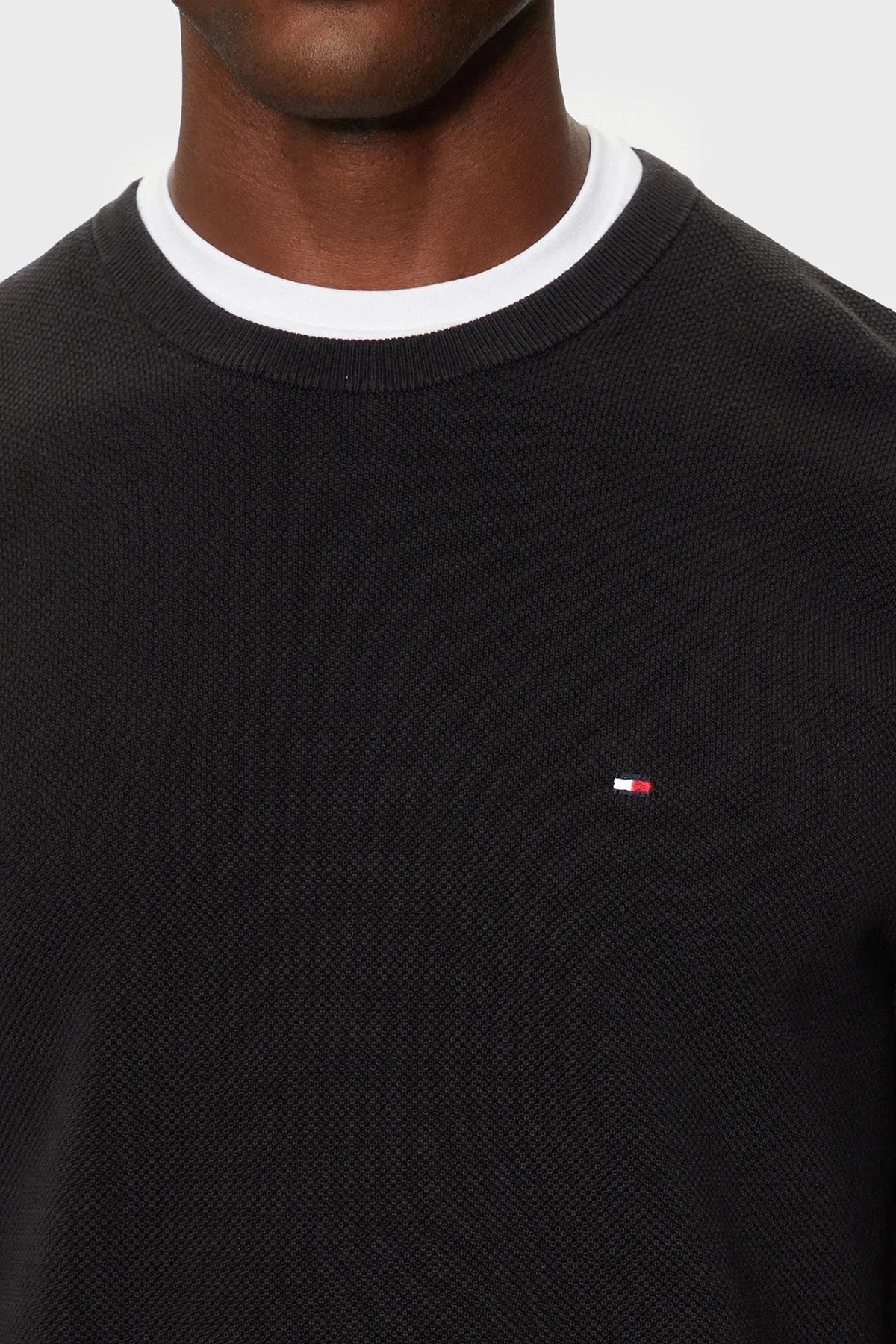 Tommy Hilfiger Pamuklu Regular Fit Bisiklet Yaka Erkek Kazak MW0MW36347 BDS SİYAH - 8