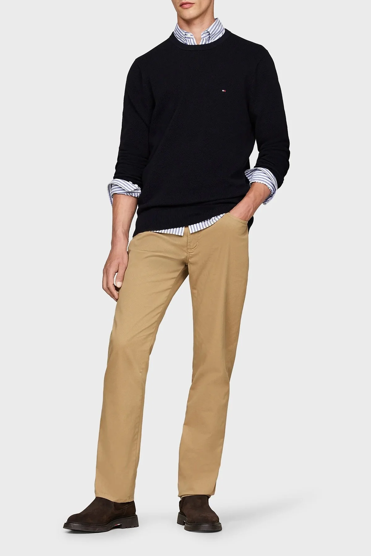 Tommy Hilfiger Pamuklu Regular Fit Bisiklet Yaka Erkek Kazak MW0MW36347 DW5 LACİVERT - 10