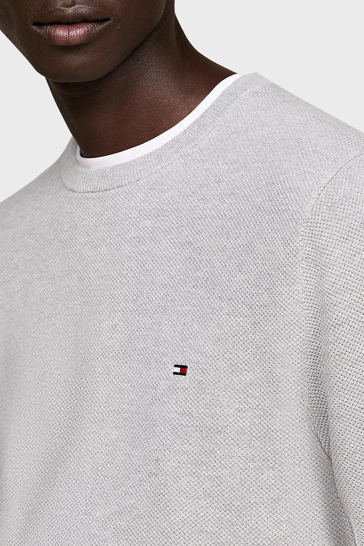 Tommy Hilfiger Pamuklu Regular Fit Bisiklet Yaka Erkek Kazak MW0MW36347 P01 GRİ - 4