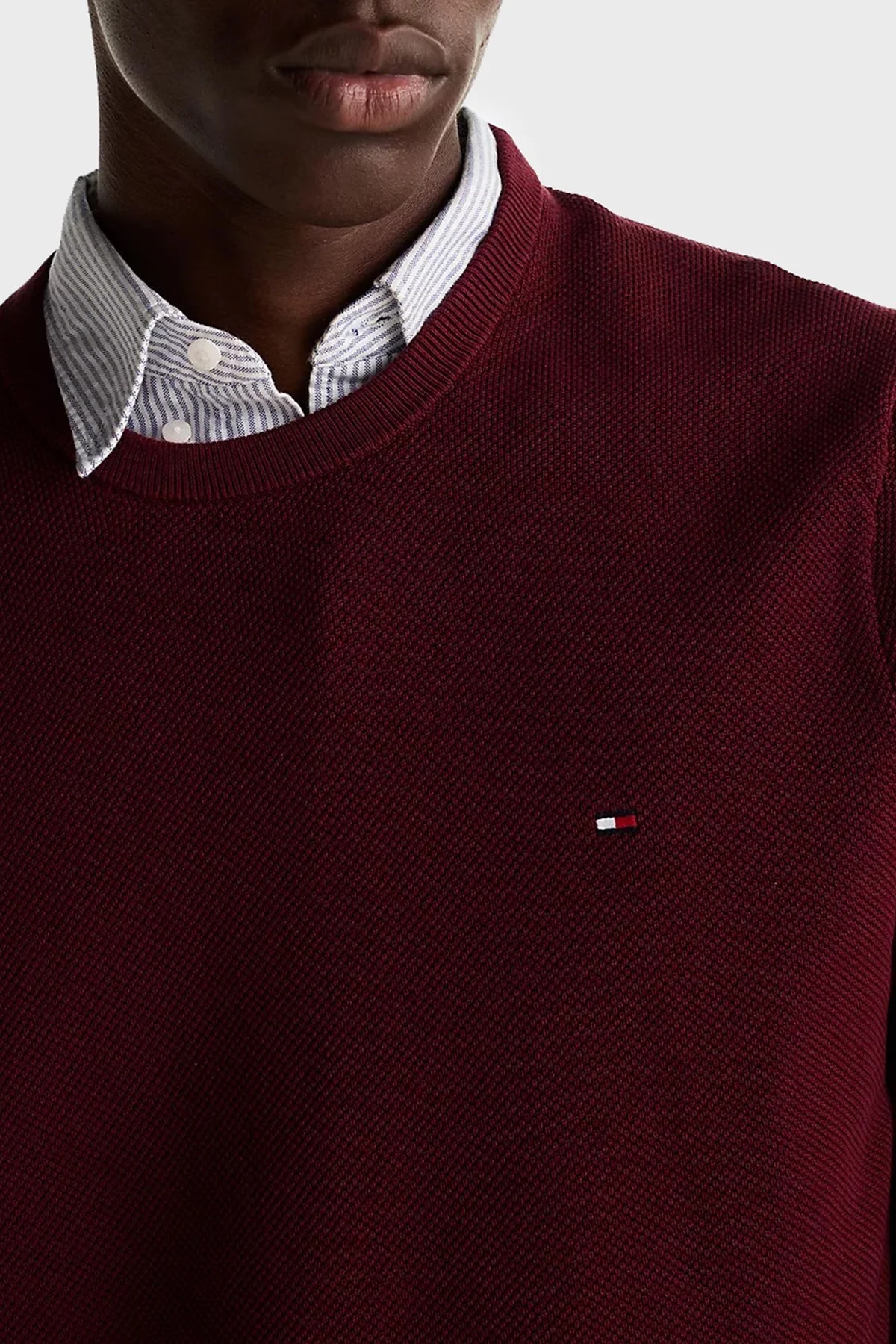 Tommy Hilfiger Pamuklu Regular Fit Bisiklet Yaka Erkek Kazak MW0MW36347 VLP BORDO - 4