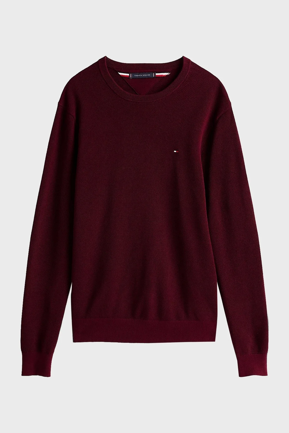 Tommy Hilfiger Pamuklu Regular Fit Bisiklet Yaka Erkek Kazak MW0MW36347 VLP BORDO - 5