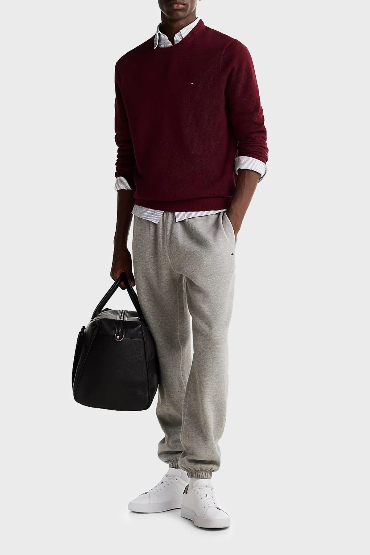 Tommy Hilfiger Pamuklu Regular Fit Bisiklet Yaka Erkek Kazak MW0MW36347 VLP BORDO - 8