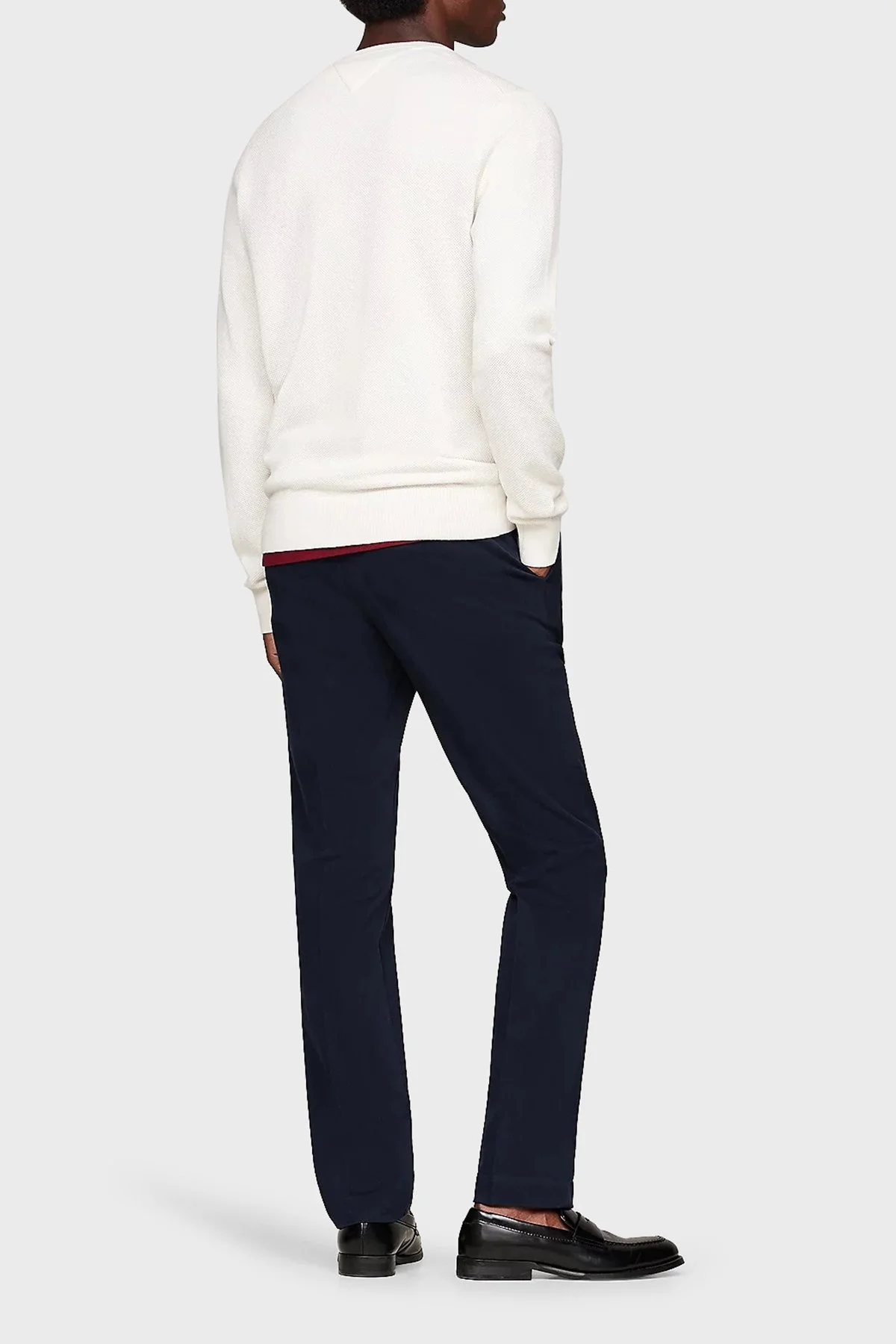 Tommy Hilfiger Pamuklu Regular Fit Bisiklet Yaka Erkek Kazak MW0MW36347 YBI BEYAZ - 2