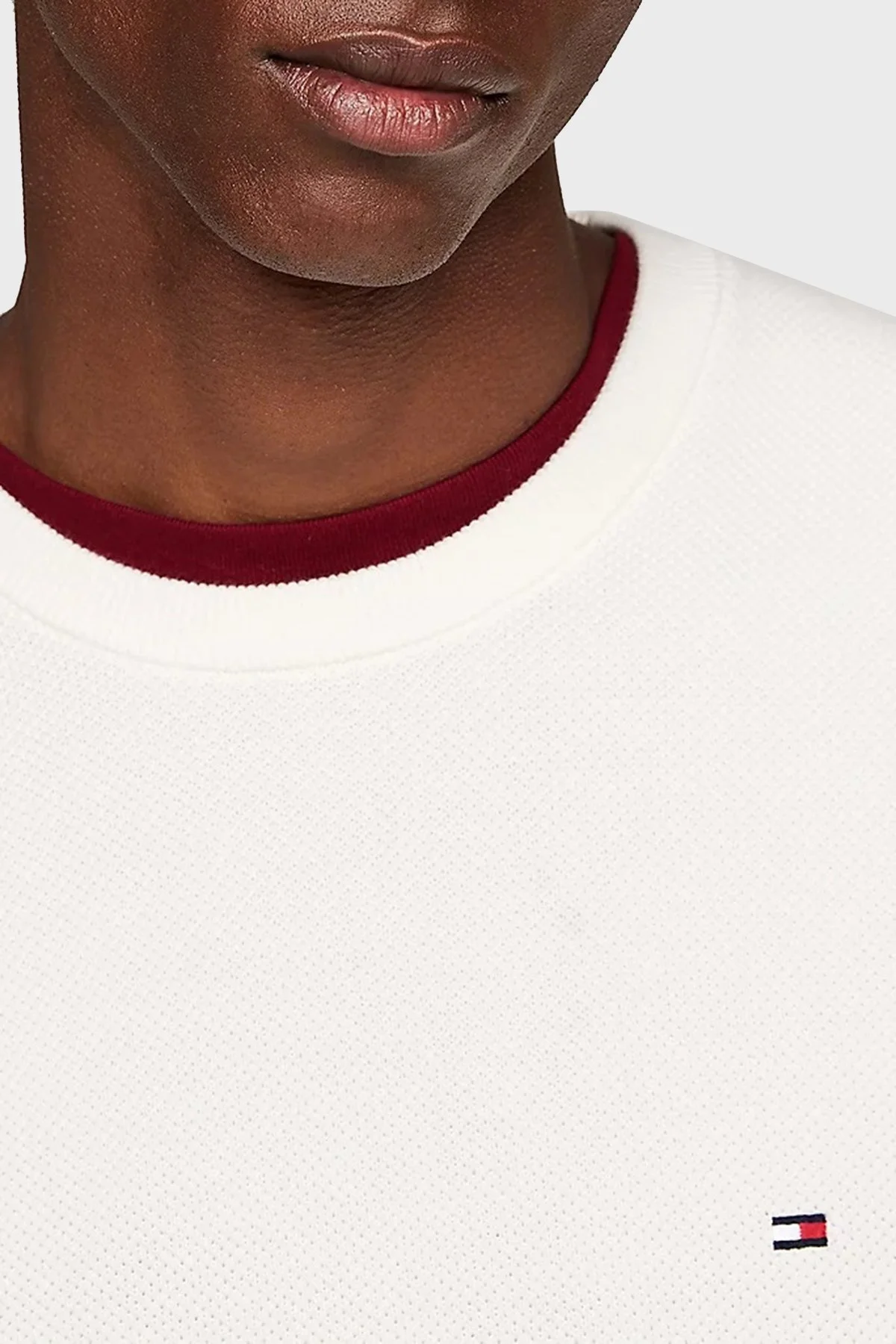 Tommy Hilfiger Pamuklu Regular Fit Bisiklet Yaka Erkek Kazak MW0MW36347 YBI BEYAZ - 4