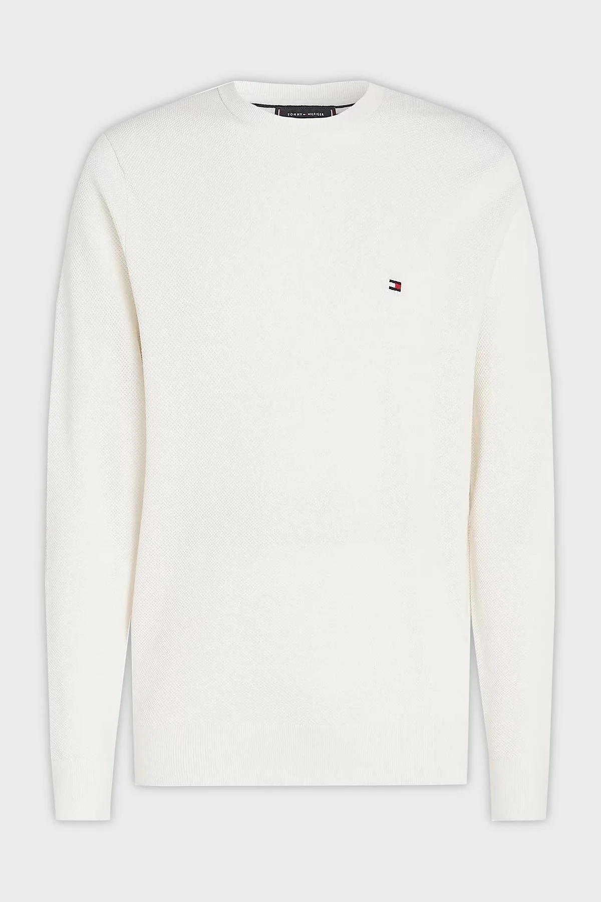 Tommy Hilfiger Pamuklu Regular Fit Bisiklet Yaka Erkek Kazak MW0MW36347 YBI BEYAZ - 5