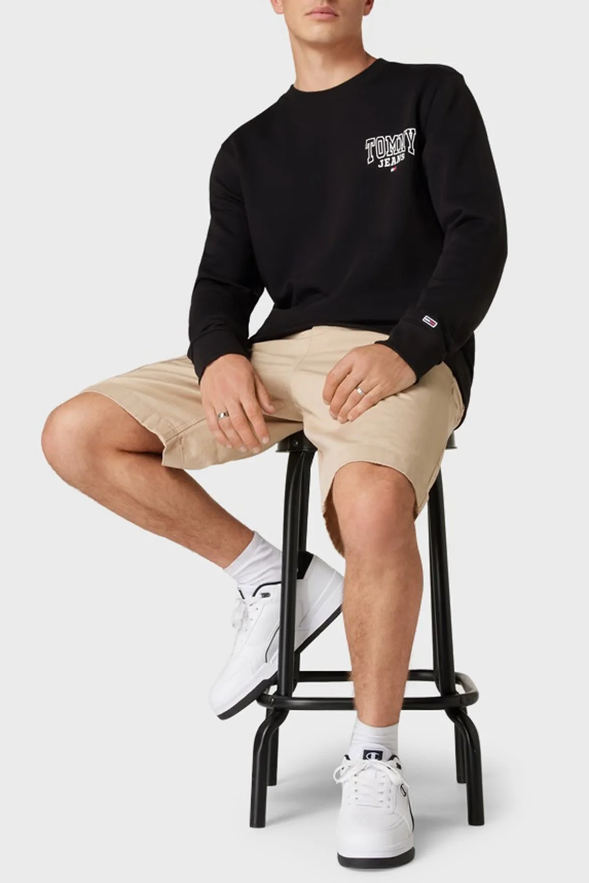 Tommy Hilfiger Pamuklu Regular Fit Bisiklet Yaka Erkek Sweat DM0DM17157 BDS SİYAH - 3