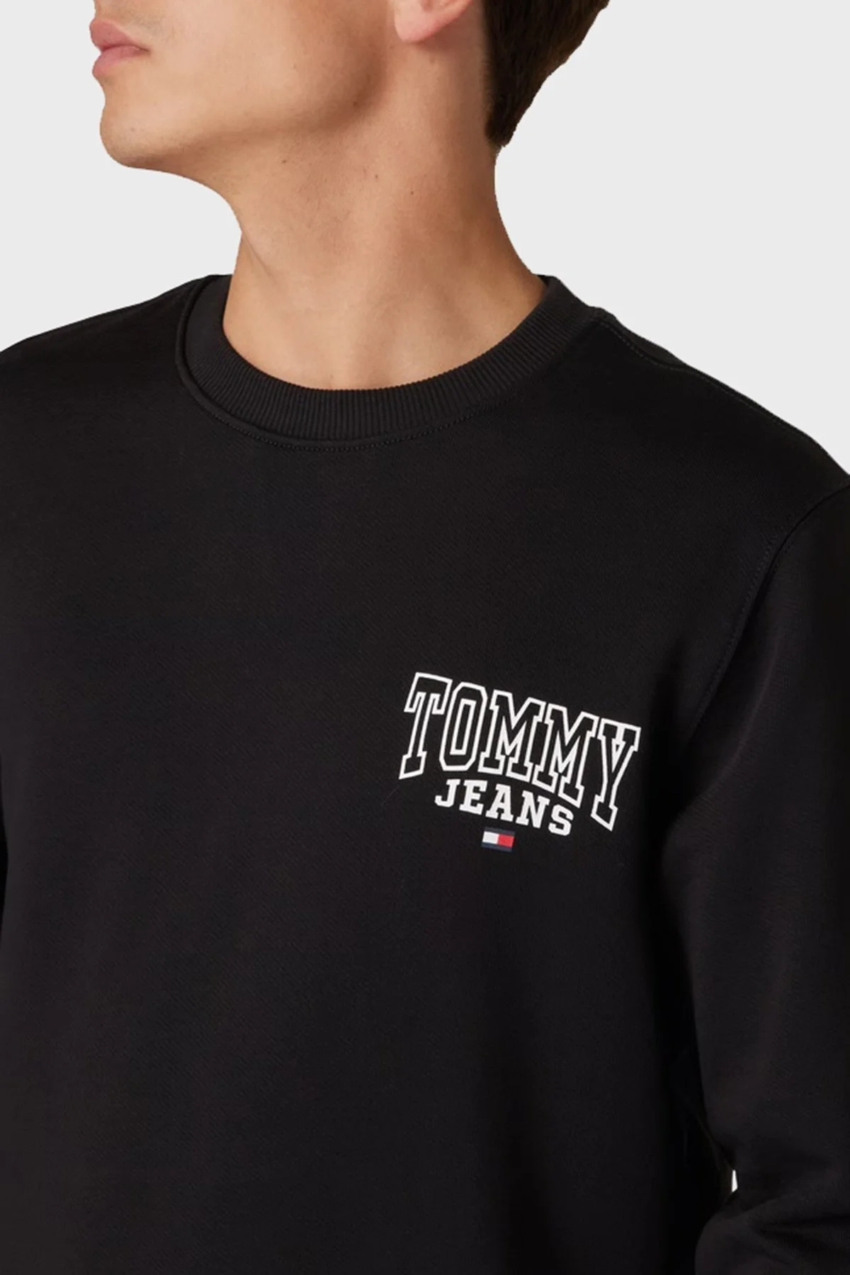 Tommy Hilfiger Pamuklu Regular Fit Bisiklet Yaka Erkek Sweat DM0DM17157 BDS SİYAH - 4