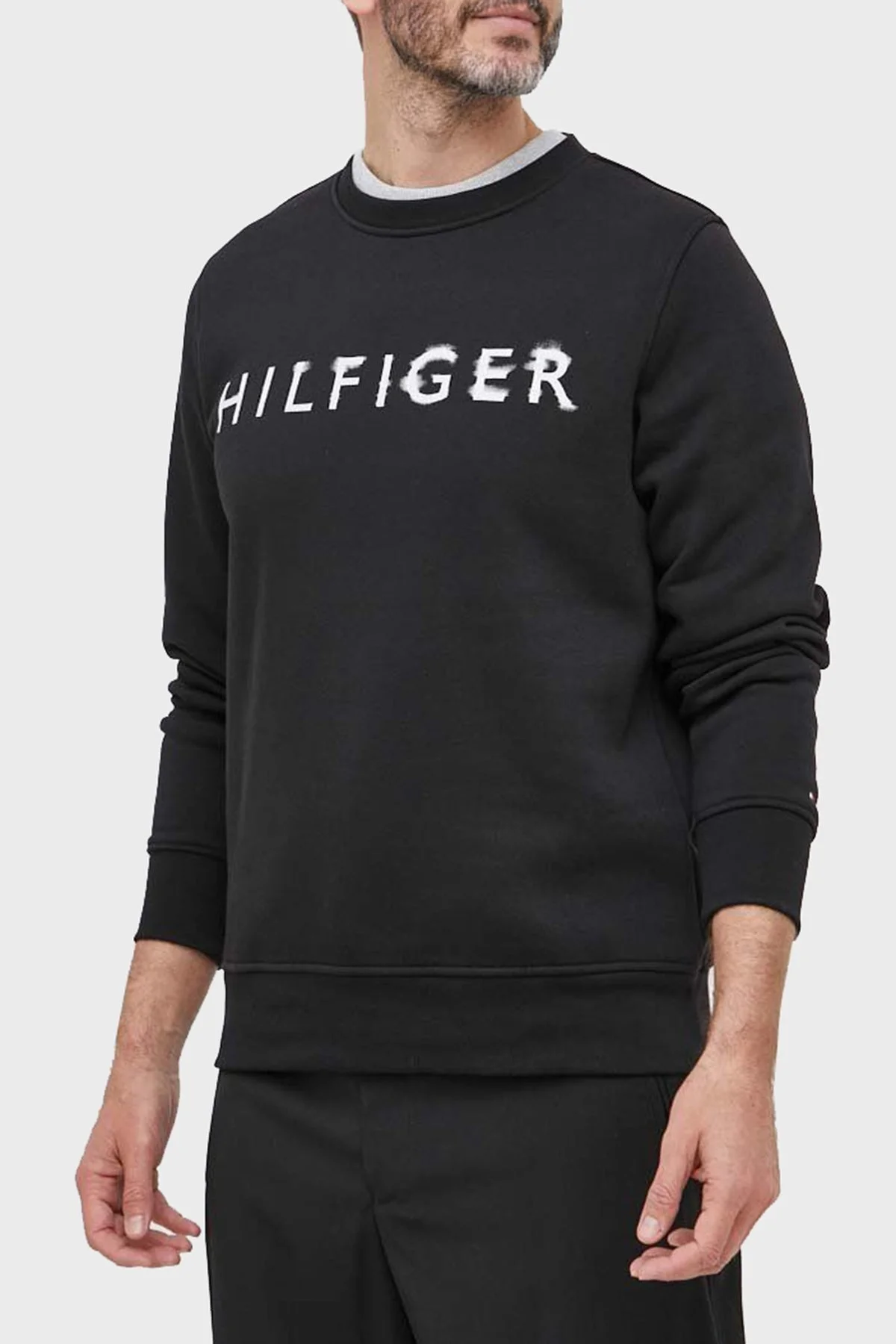 Tommy Hilfiger Pamuklu Regular Fit Bisiklet Yaka Erkek Sweat MW0MW32358 BDS SİYAH - 1