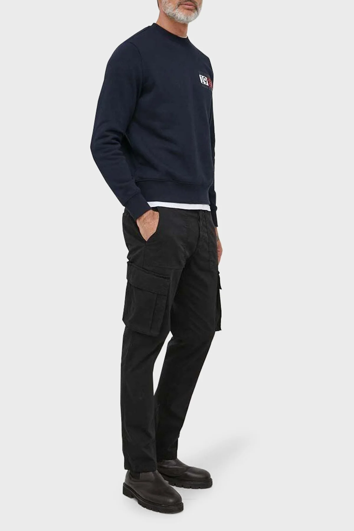 Tommy Hilfiger Pamuklu Regular Fit Bisiklet Yaka Erkek Sweat MW0MW32679 DW5 LACİVERT - 2