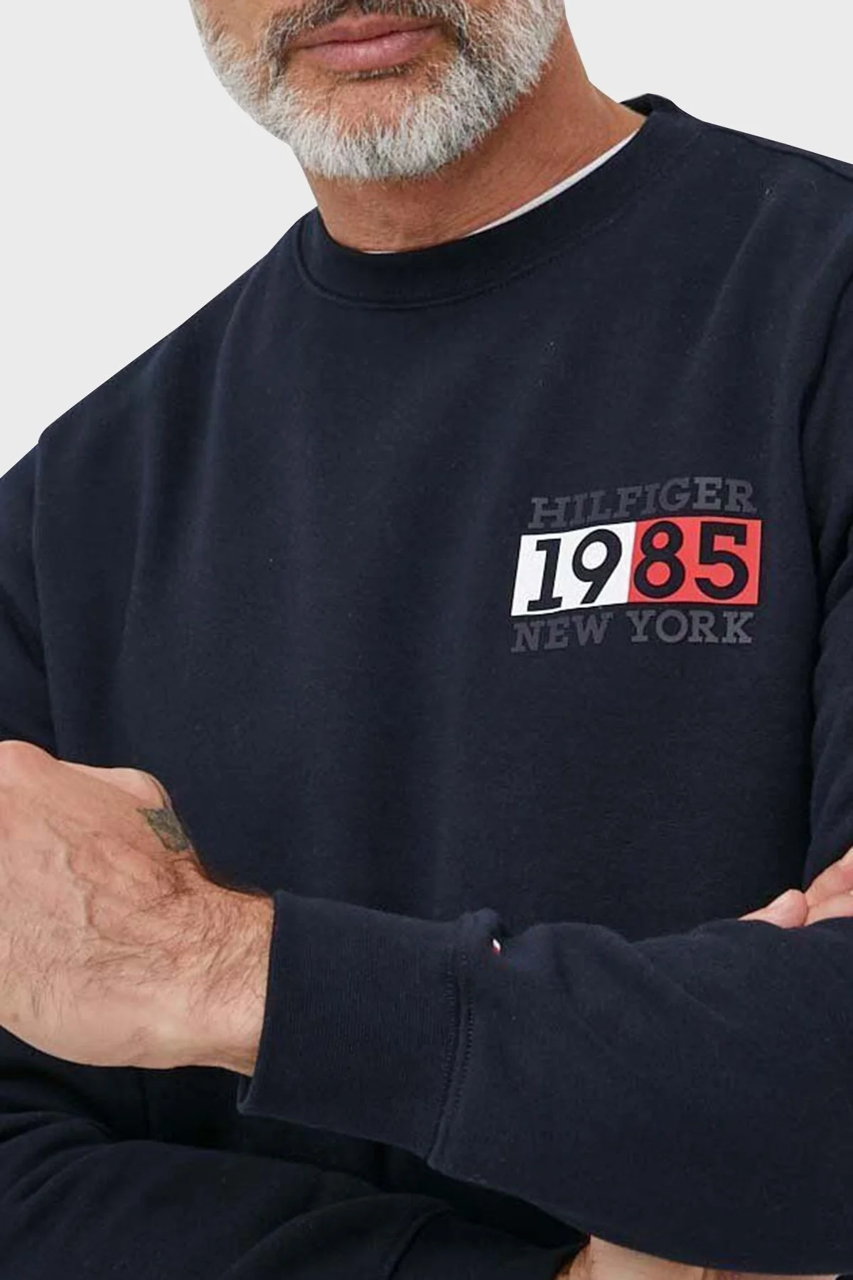 Tommy Hilfiger Pamuklu Regular Fit Bisiklet Yaka Erkek Sweat MW0MW32679 DW5 LACİVERT - 4