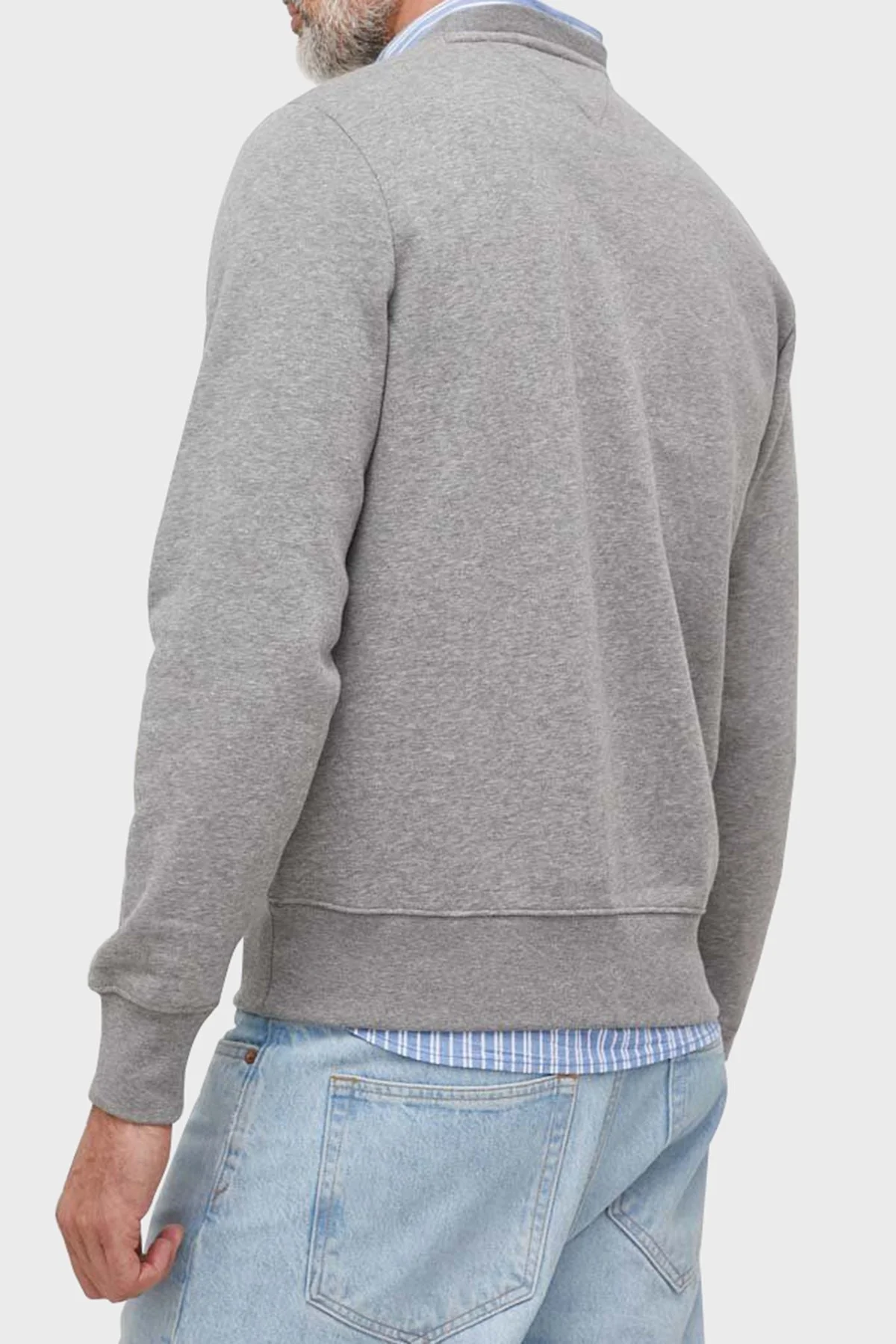 Tommy Hilfiger Pamuklu Regular Fit Bisiklet Yaka Erkek Sweat MW0MW32679 P91 GRİ - 4