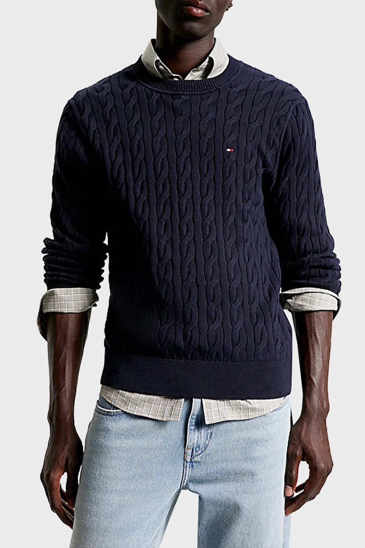 Tommy Hilfiger Pamuklu Regular Fit Bisiklet Yaka Erkek Kazak MW0MW33132 DW5 LACİVERT - 8