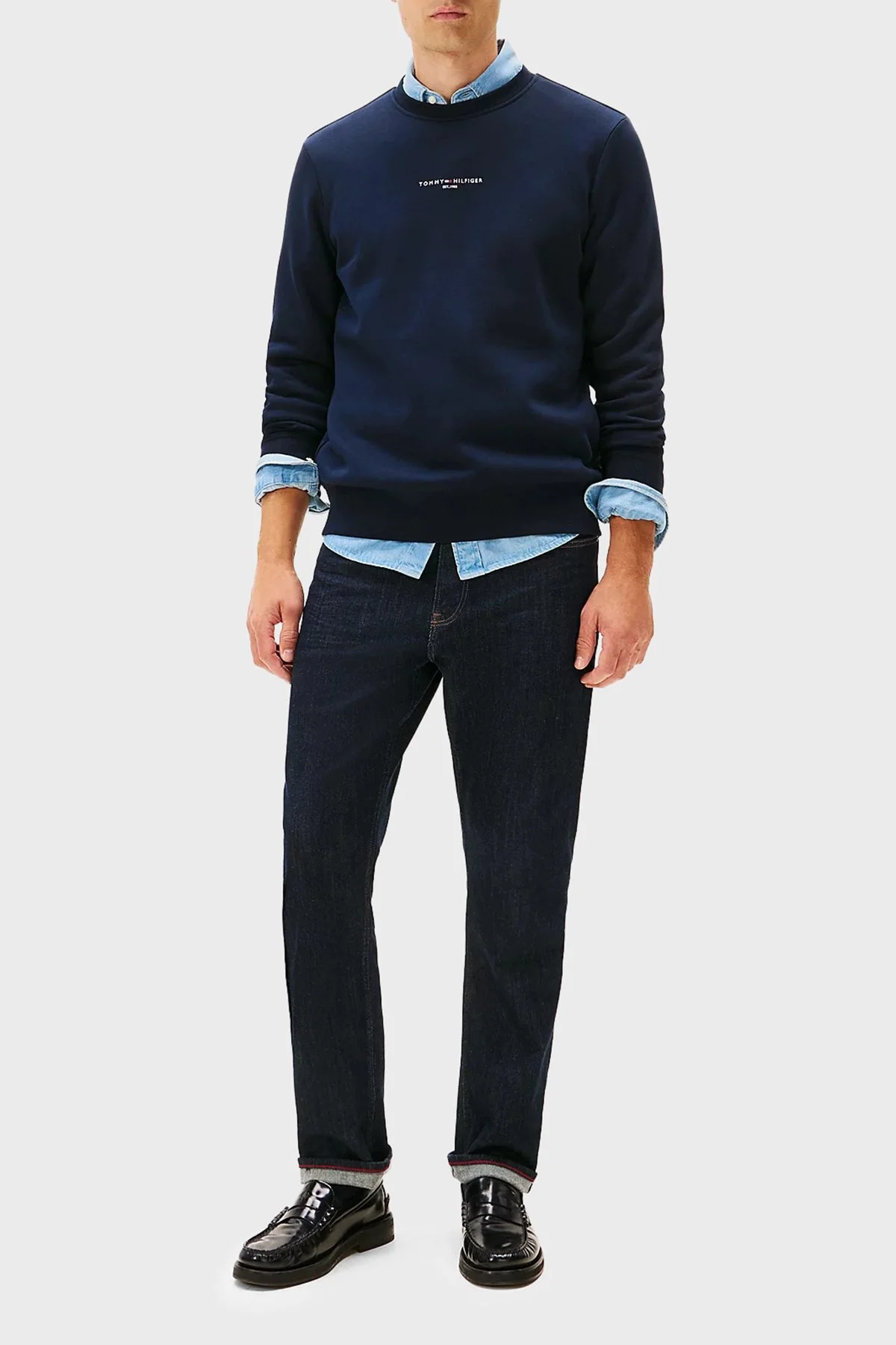 Tommy Hilfiger Pamuklu Regular Fit Bisiklet Yaka Erkek Sweat MW0MW33639 DW5 LACİVERT - 2