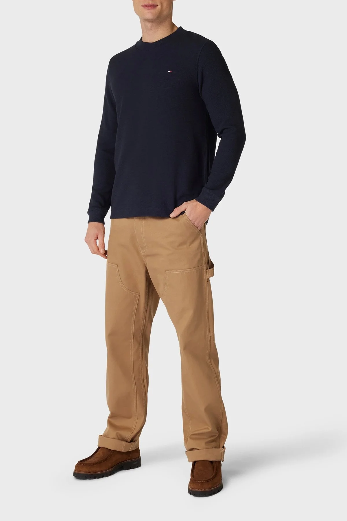 Tommy Hilfiger Pamuklu Regular Fit Bisiklet Yaka Erkek Sweat MW0MW34251 DW5 LACİVERT - 2
